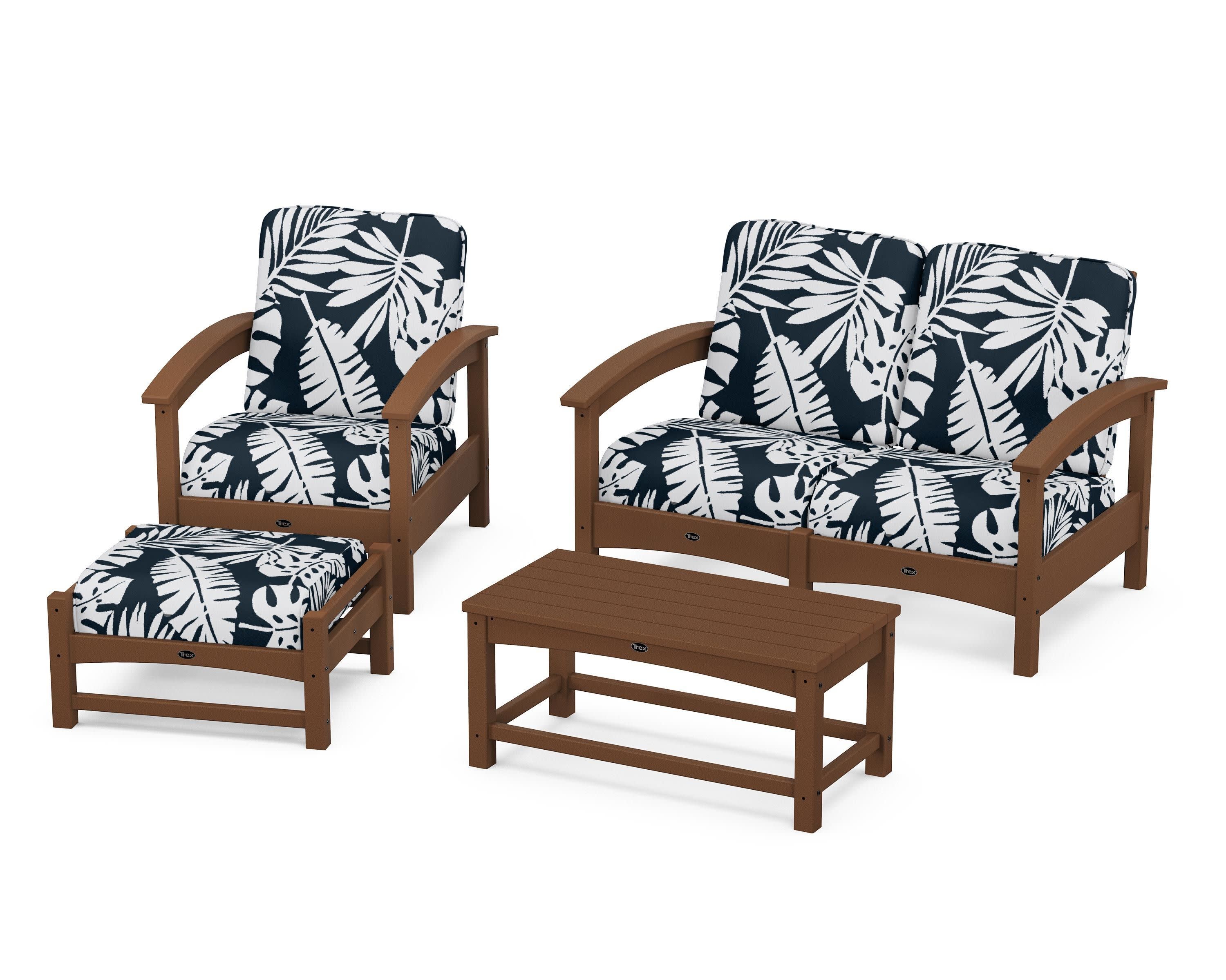 Rockport 4-Piece Deep Seating Conversation Group in Tree House / Leaf Marine Indigo