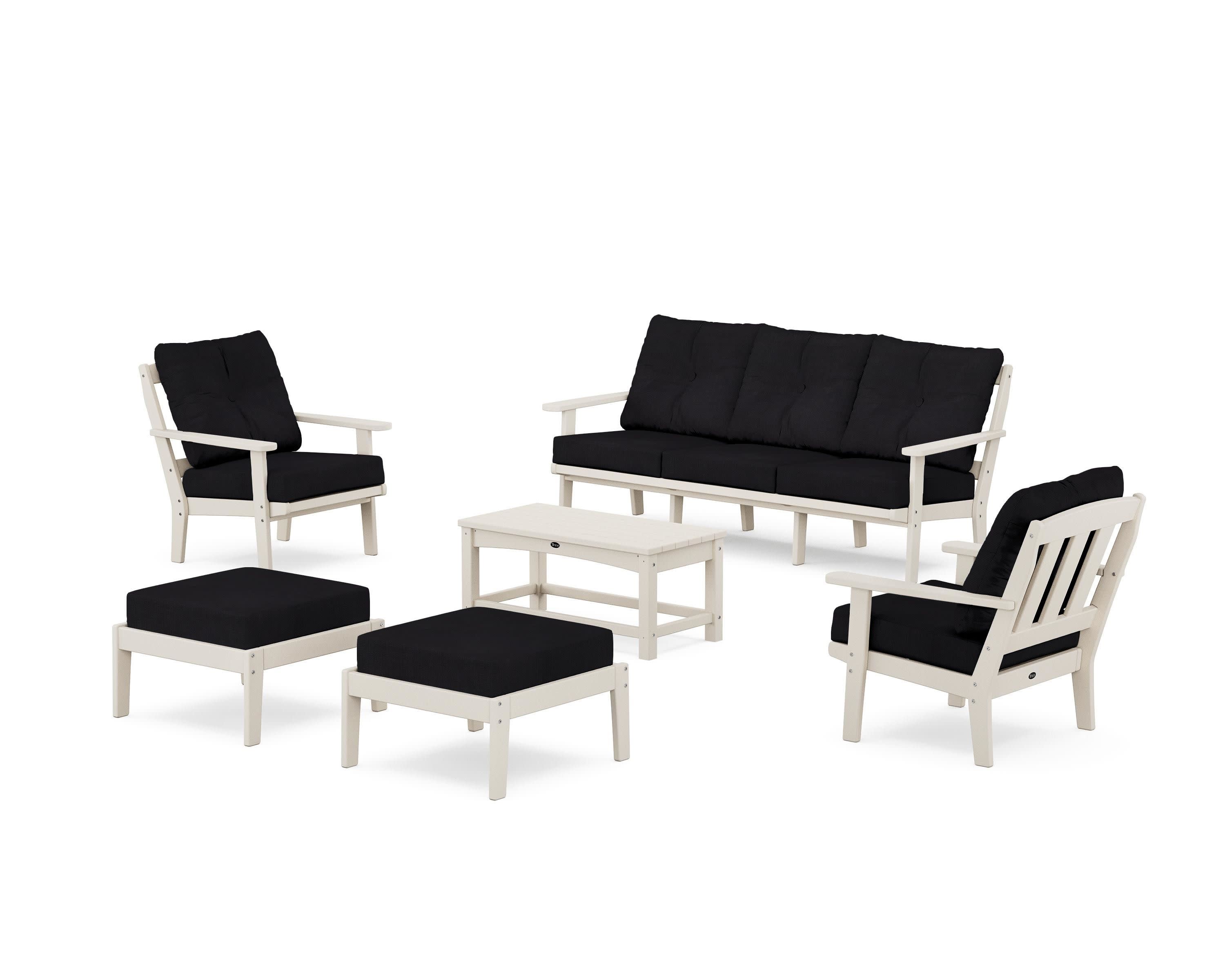 Cape Cod 6-Piece Lounge Sofa Set in Sand Castle / Midnight Linen