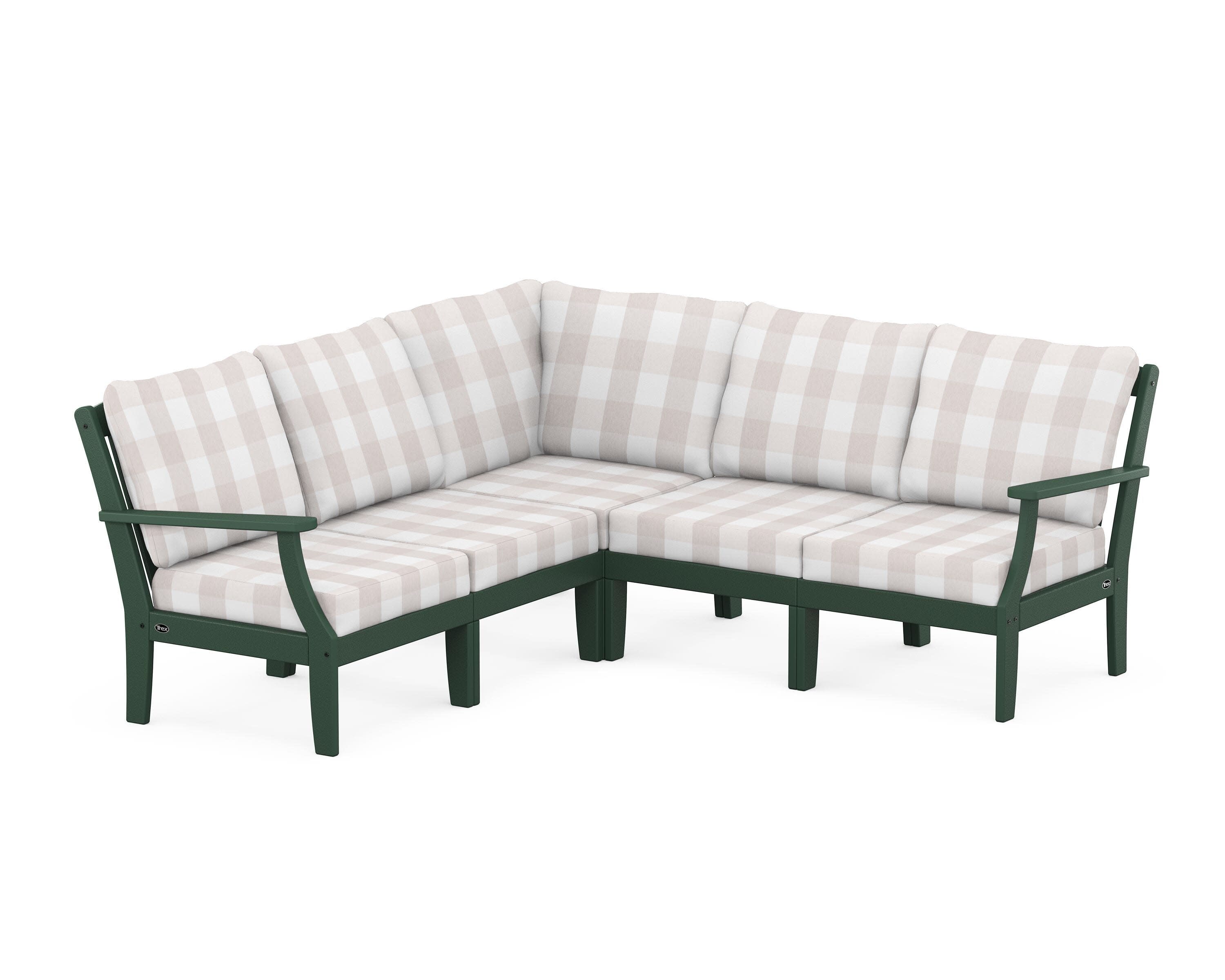 Yacht Club Modular 5-Piece Deep Seating Set in Rainforest Canopy / Buffalo Plaid Dune Burlap