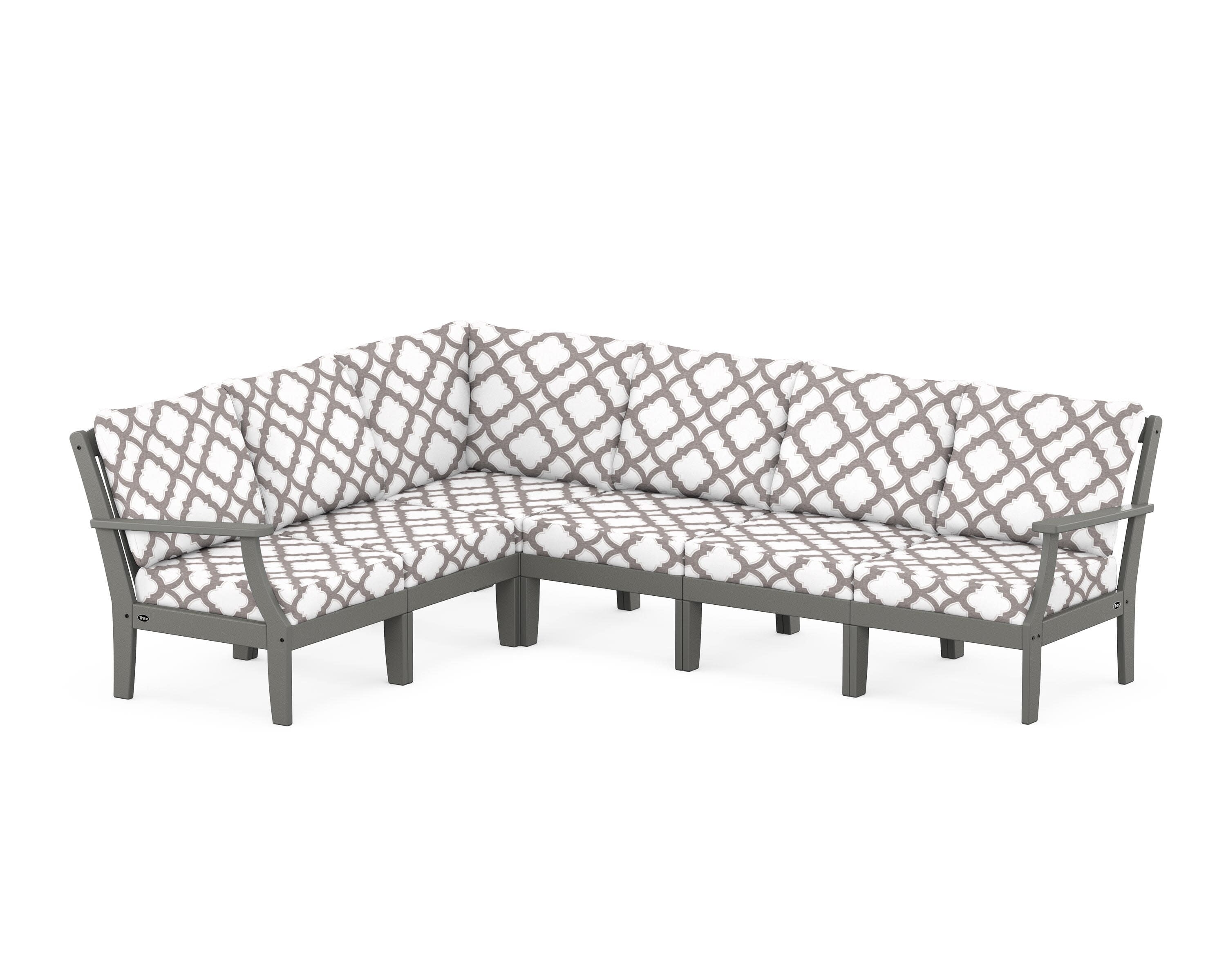 Yacht Club Modular 6-Piece Deep Seating Set in Stepping Stone / Trellis Grey Mist