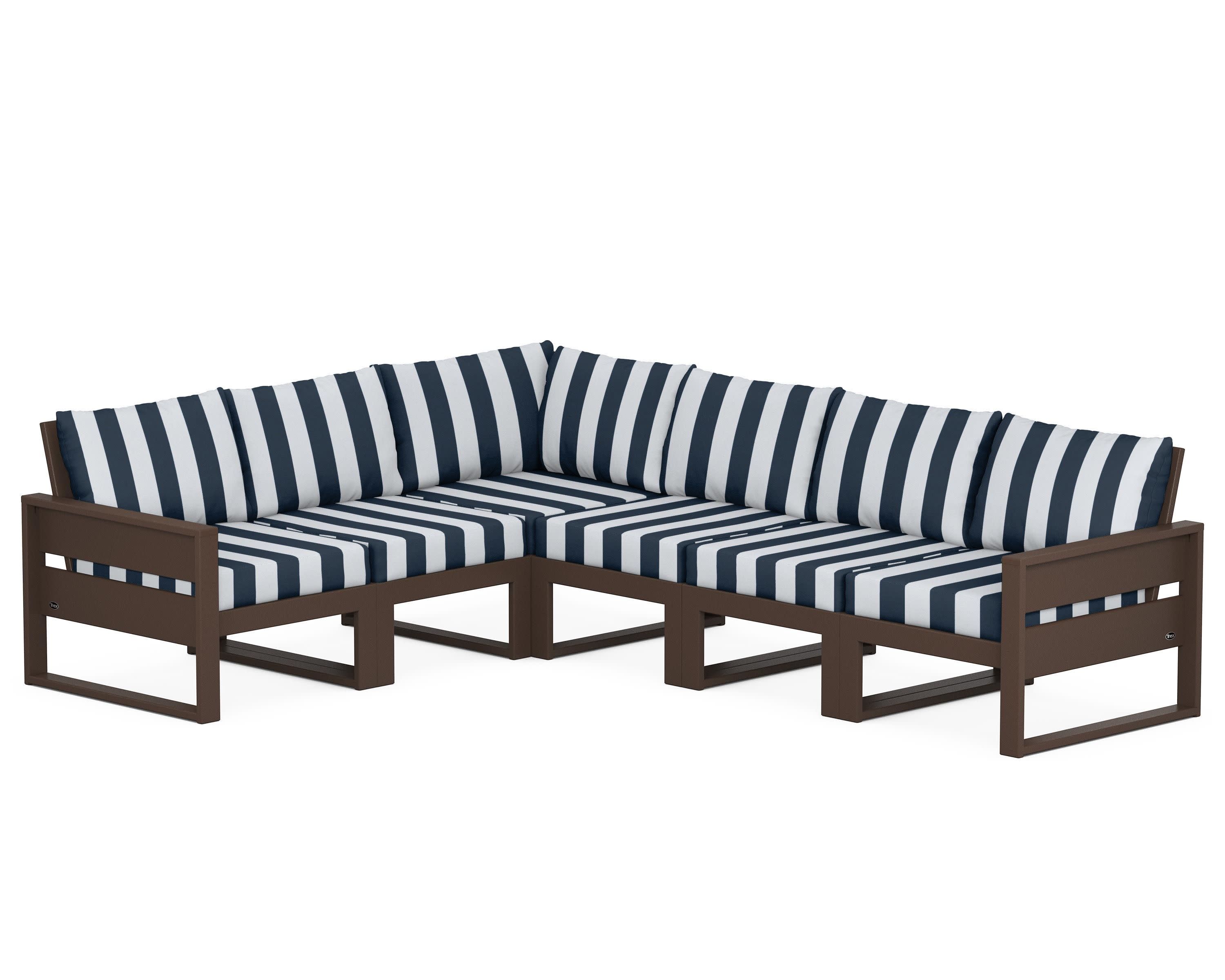 Eastport 6-Piece Sectional in Vintage Lantern / Cabana Stripe Marine Indigo