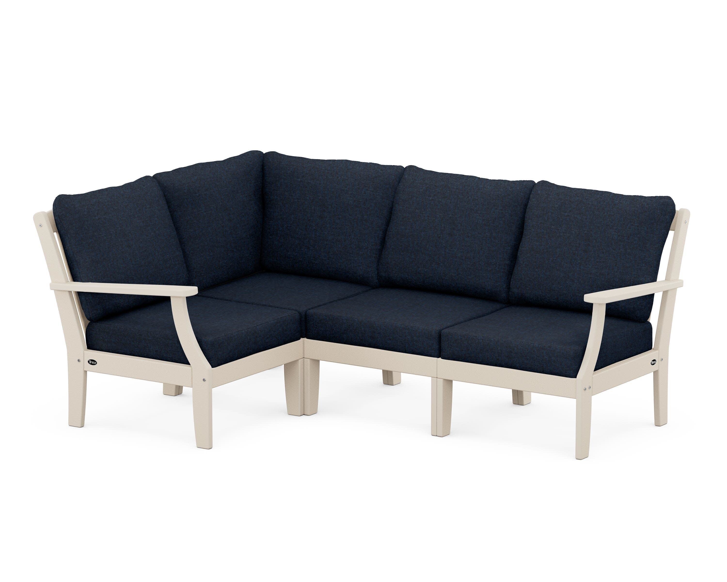 Yacht Club Modular 4-Piece Deep Seating Set in Sand Castle / Marine Indigo