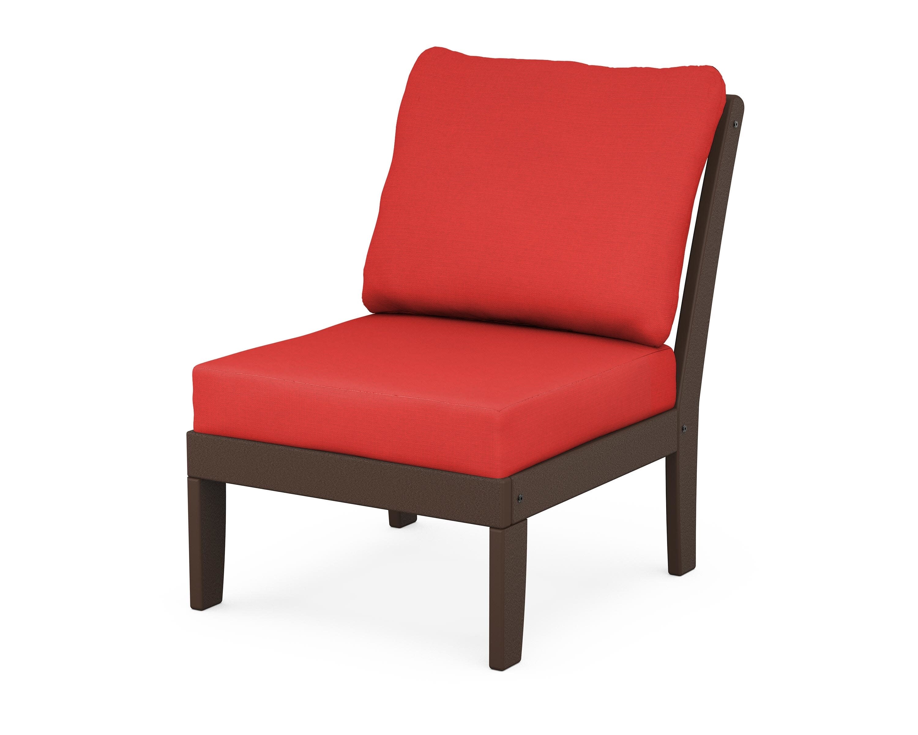 Yacht Club Modular Armless Chair in Vintage Lantern / Crimson Linen