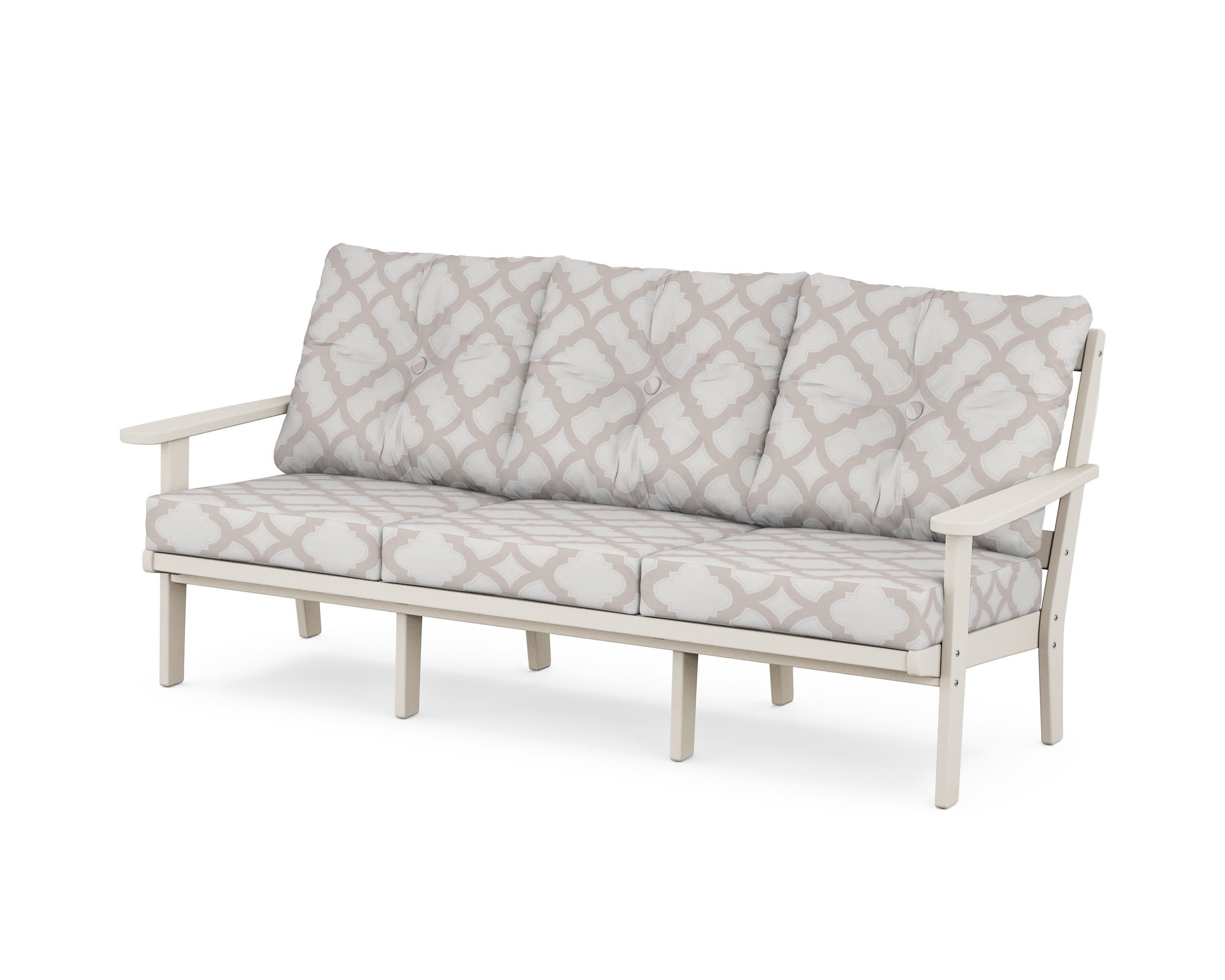 Cape Cod Deep Seating Sofa in Sand Castle / Trellis Dune Burlap