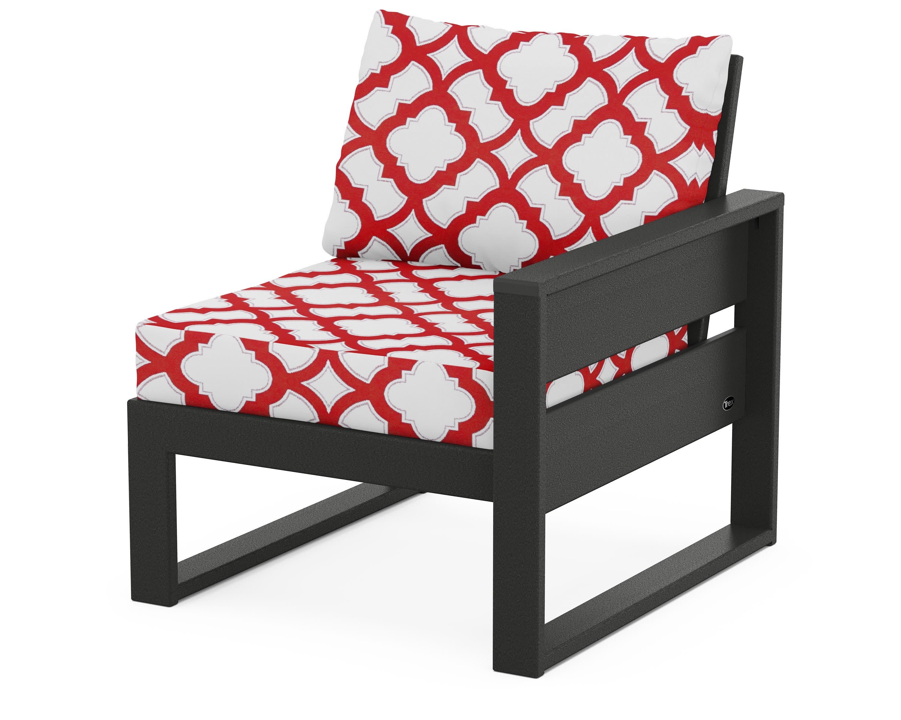 Eastport Modular Right Arm Chair in Charcoal Black / Trellis Crimson