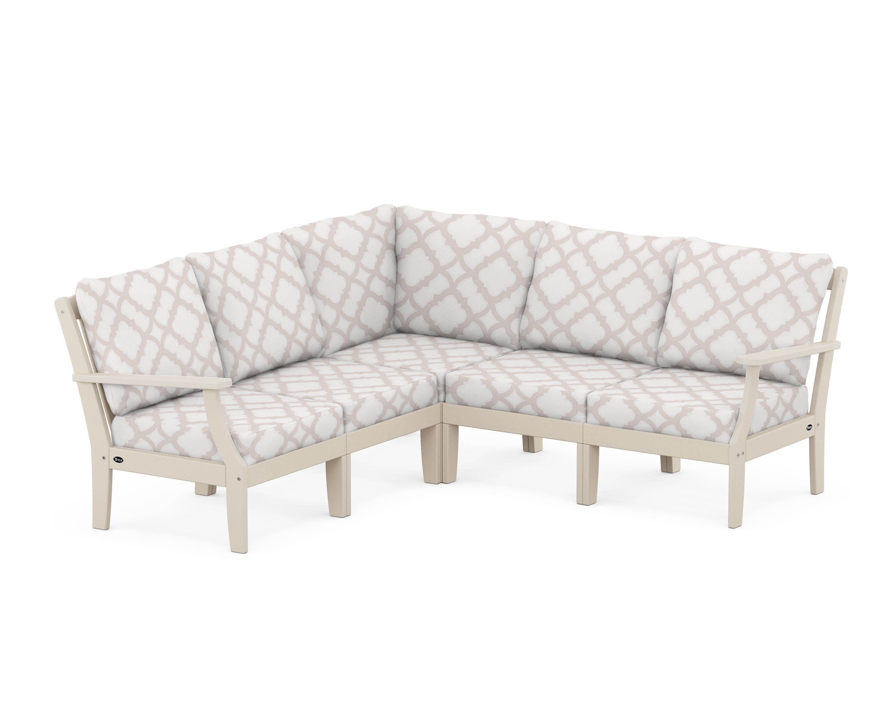 Yacht Club Modular 5-Piece Deep Seating Set in Sand Castle / Trellis Dune Burlap
