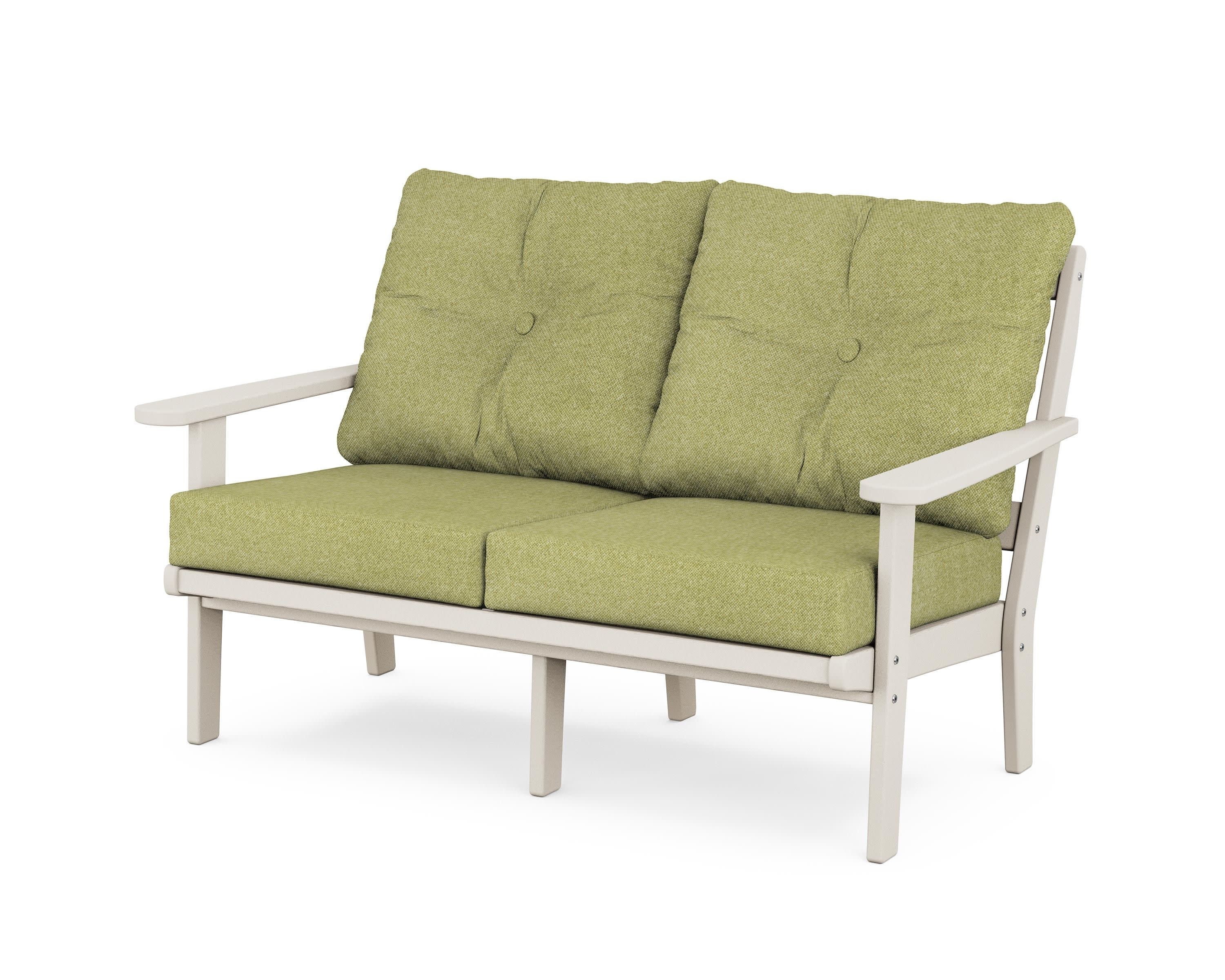 Cape Cod Deep Seating Loveseat in Sand Castle / Chartreuse Boucle