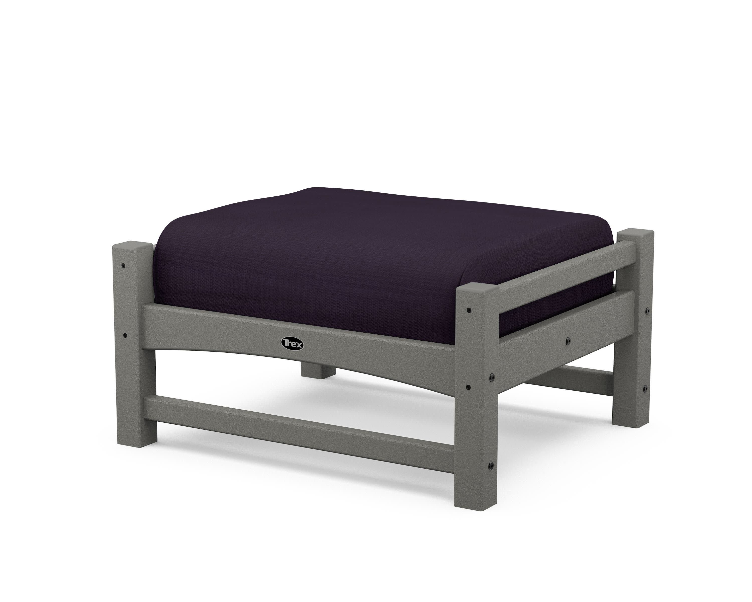 Rockport Club Ottoman in Stepping Stone / Navy Linen