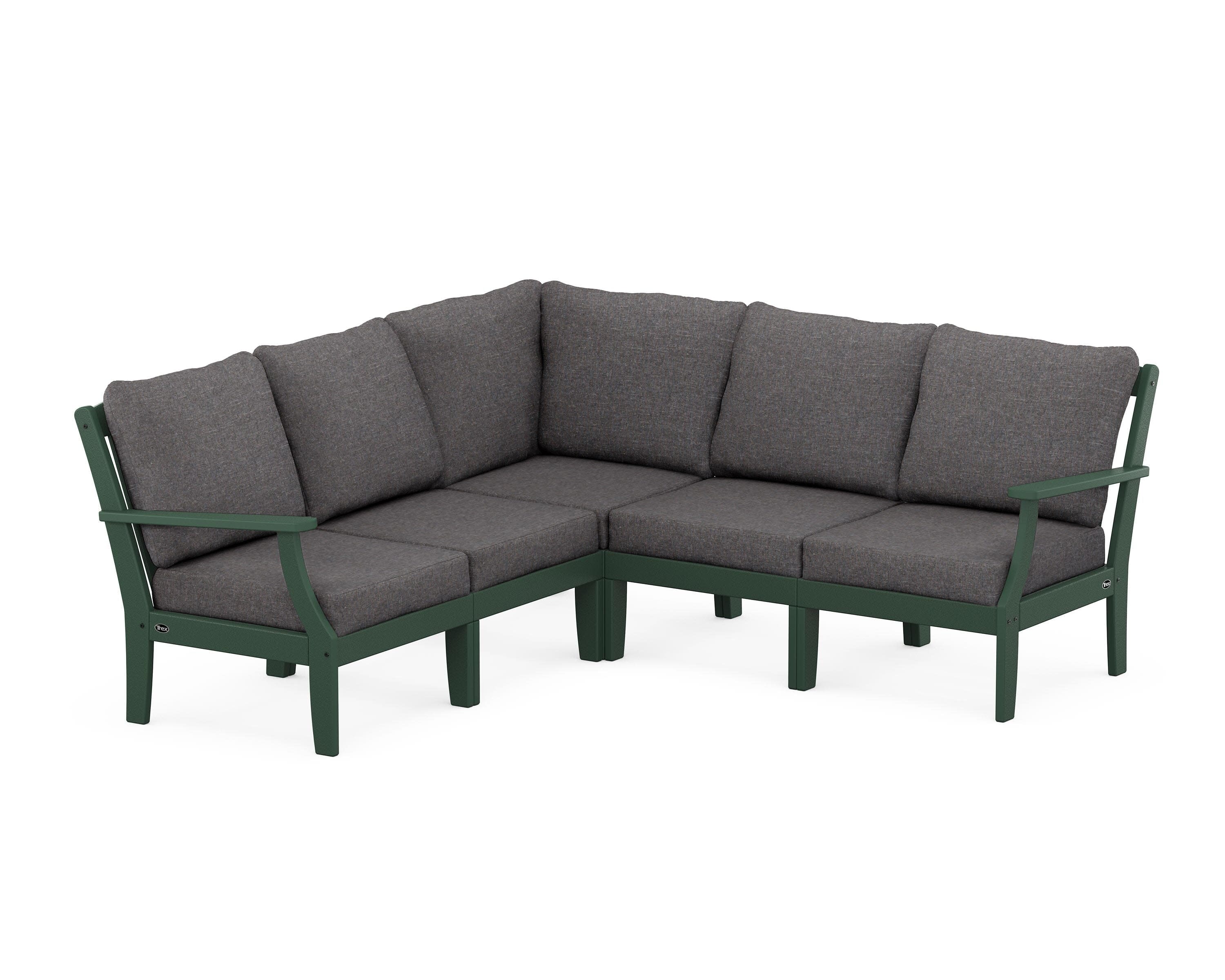 Yacht Club Modular 5-Piece Deep Seating Set in Rainforest Canopy / Ash Charcoal