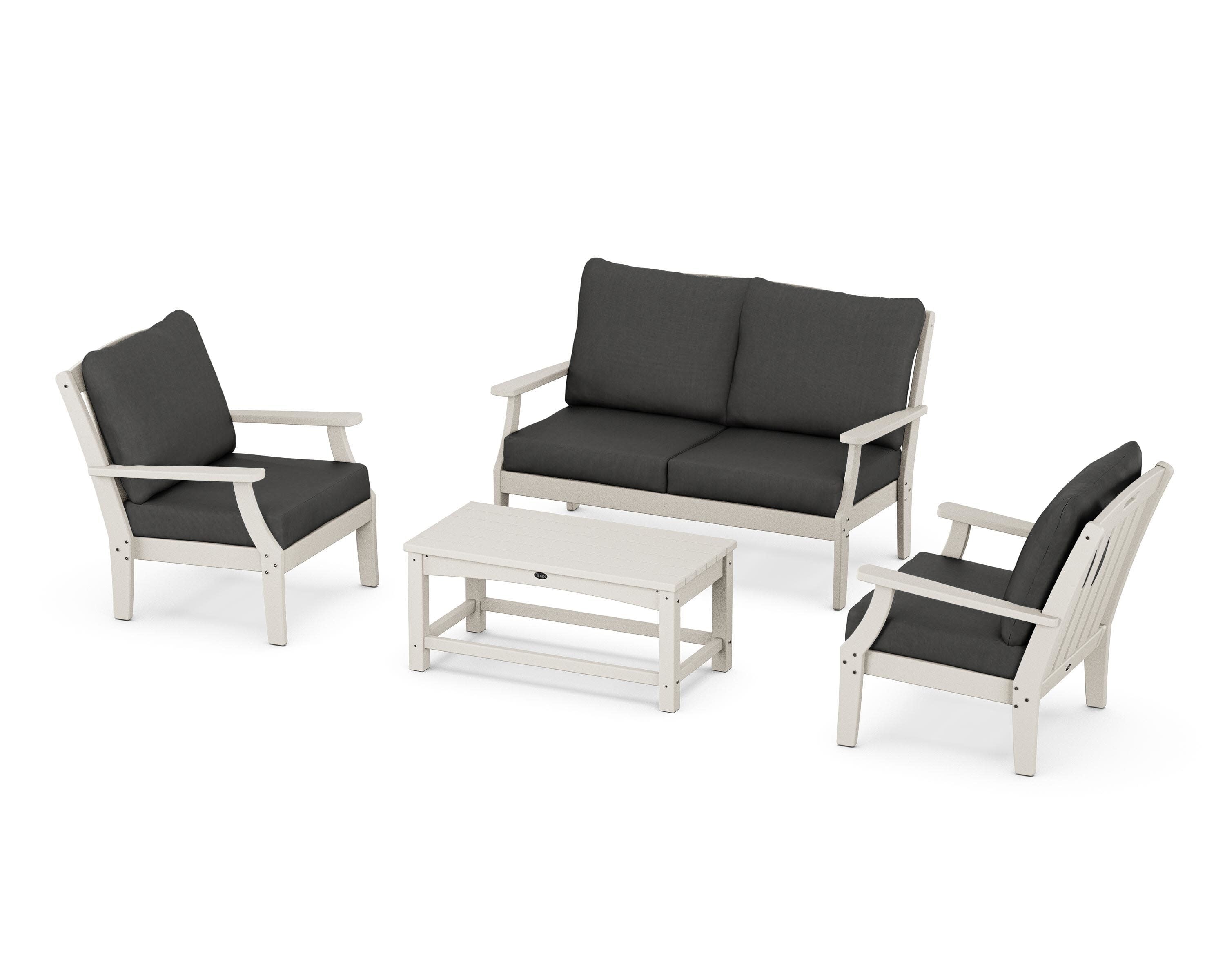 Yacht Club 4-Piece Deep Seating Chair Set in Sand Castle / Spectrum Carbon