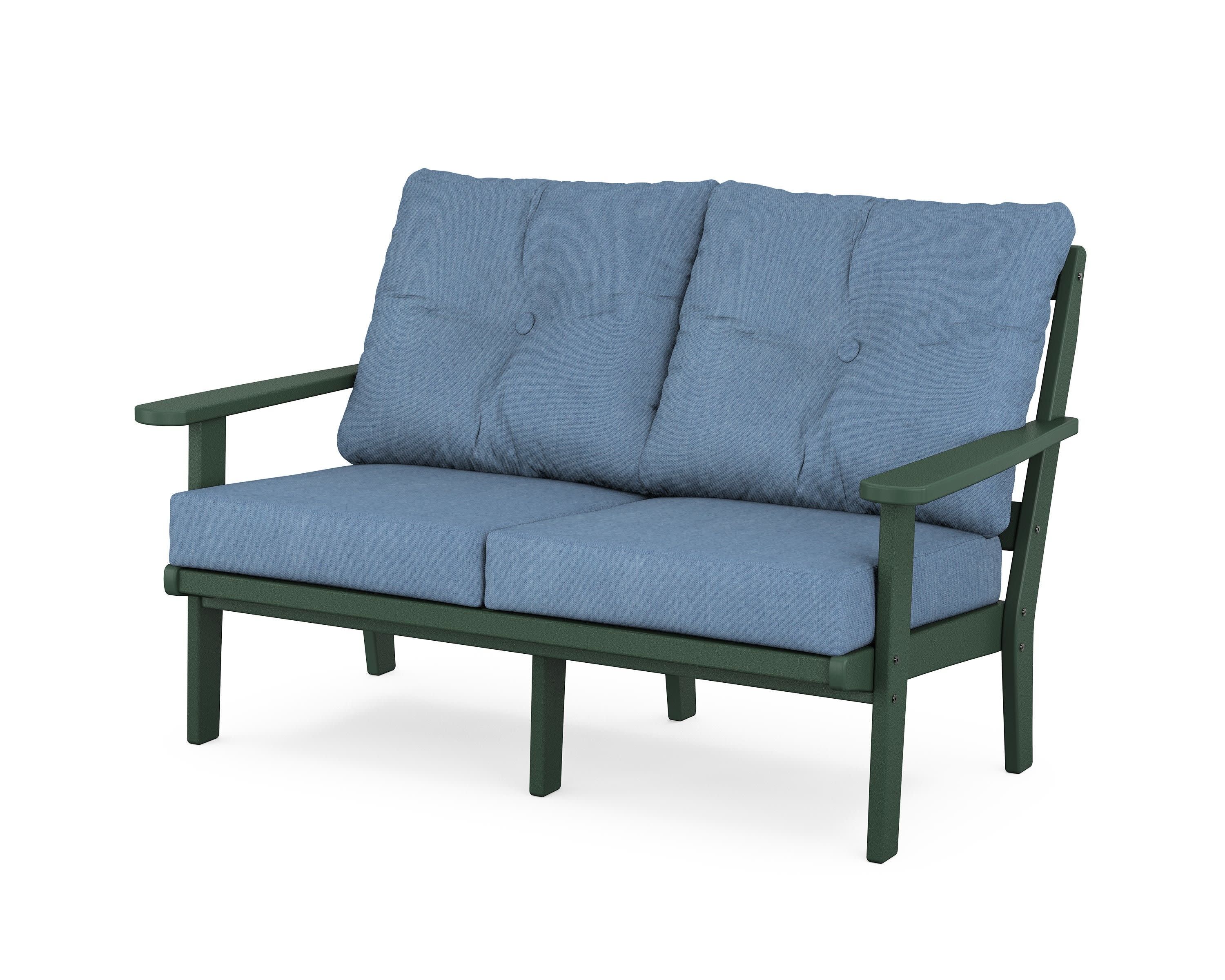 Cape Cod Deep Seating Loveseat in Rainforest Canopy / Sky Blue