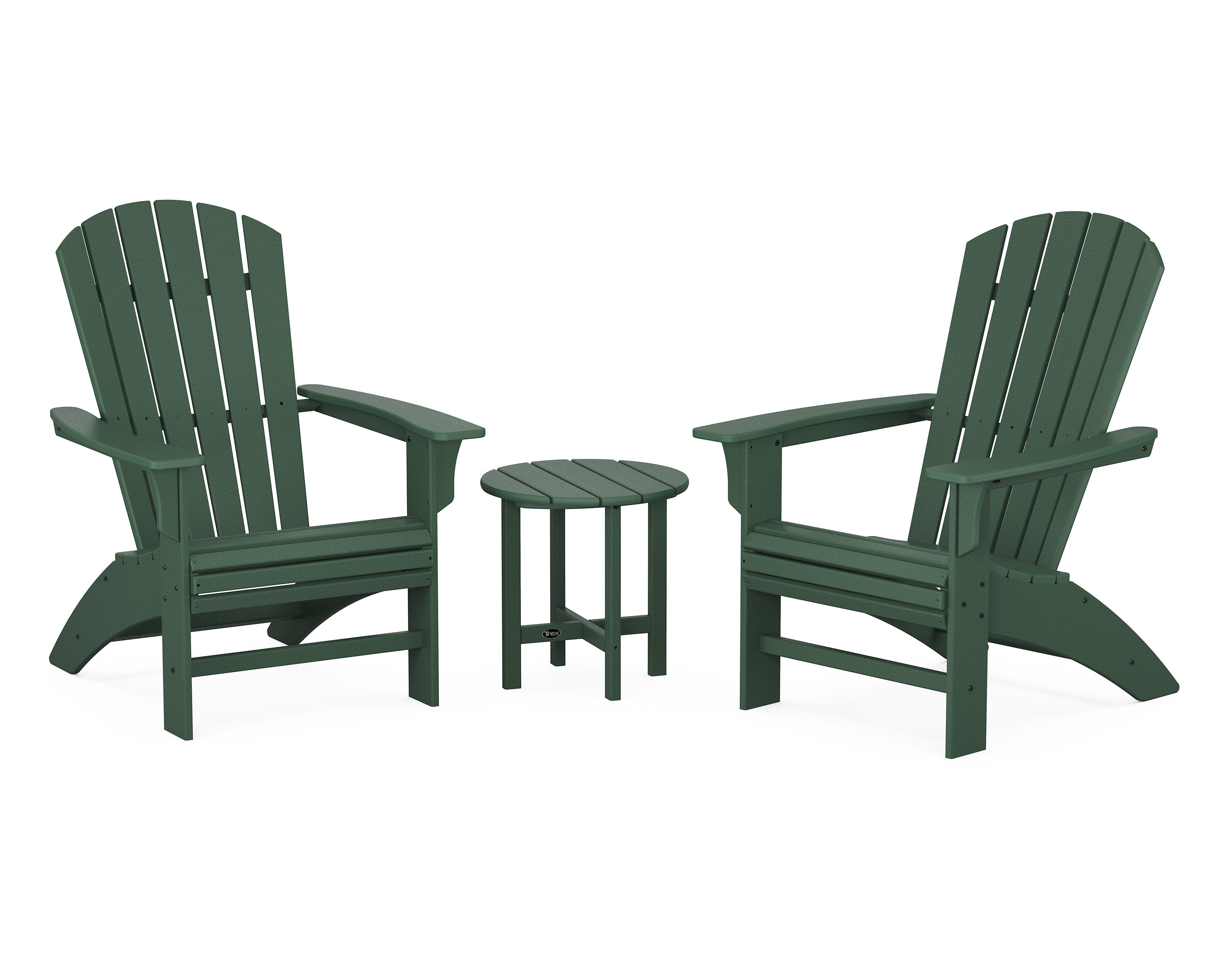 Yacht Club 3-Piece Curveback Adirondack Set in Rainforest Canopy