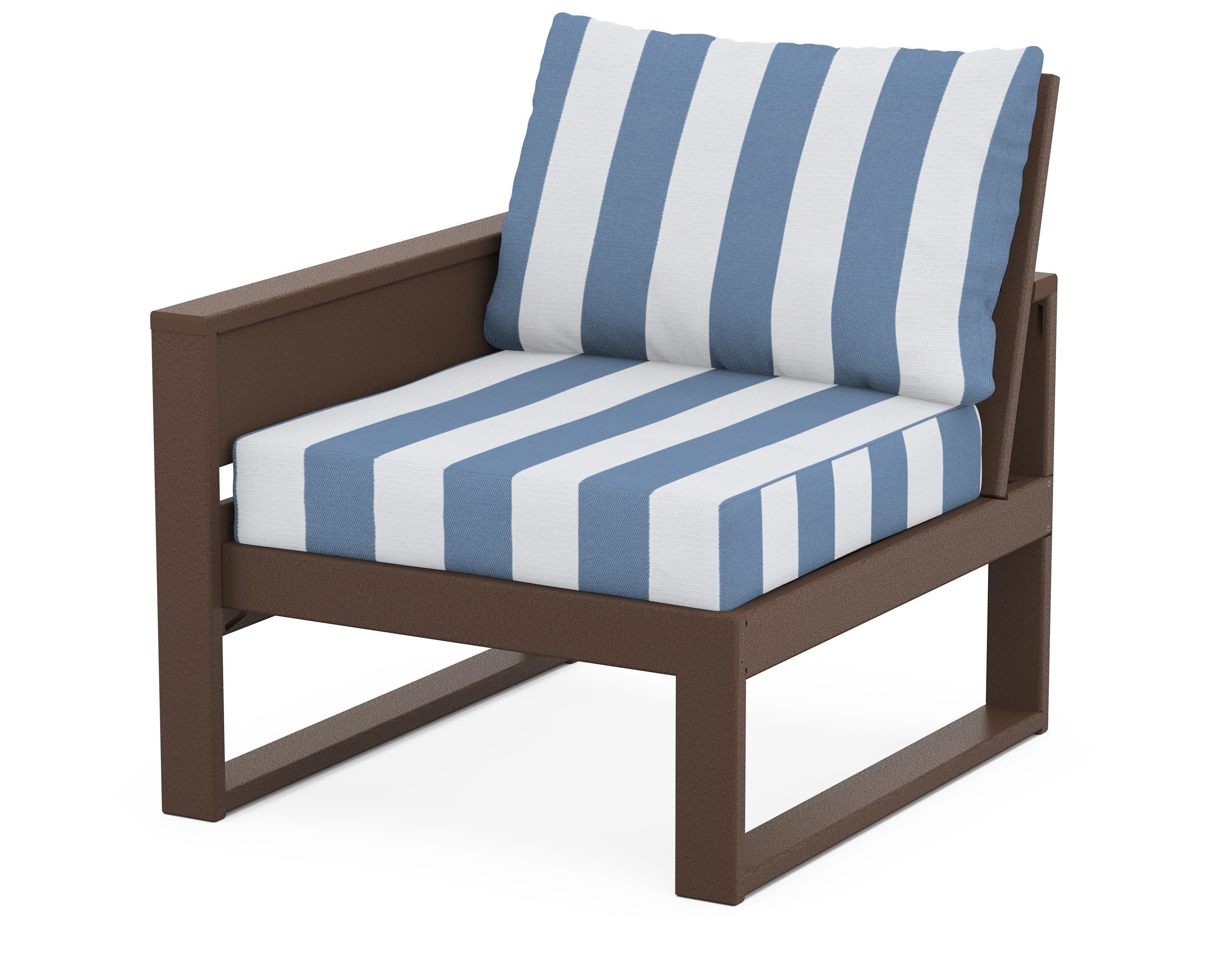 Eastport Modular Left Arm Chair in Vintage Lantern / Cabana Stripe Sky Blue