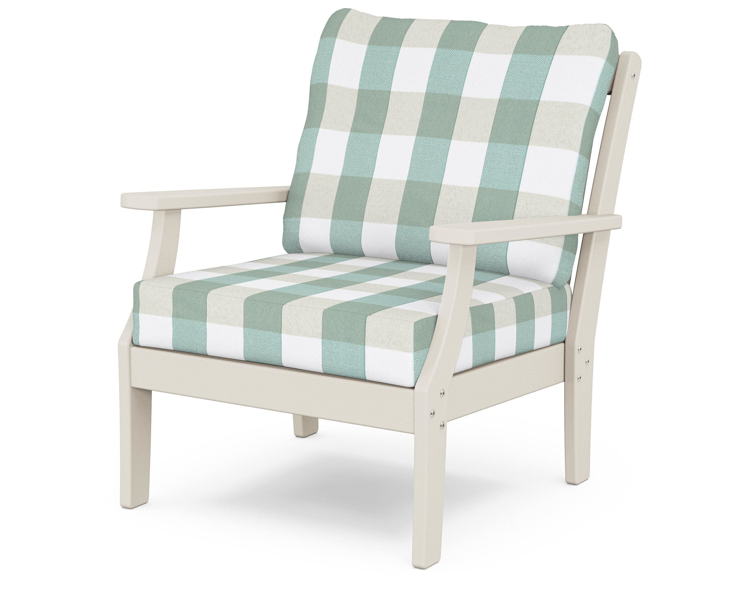 Yacht Club Deep Seating Chair in Sand Castle / Buffalo Plaid Glacier Spa