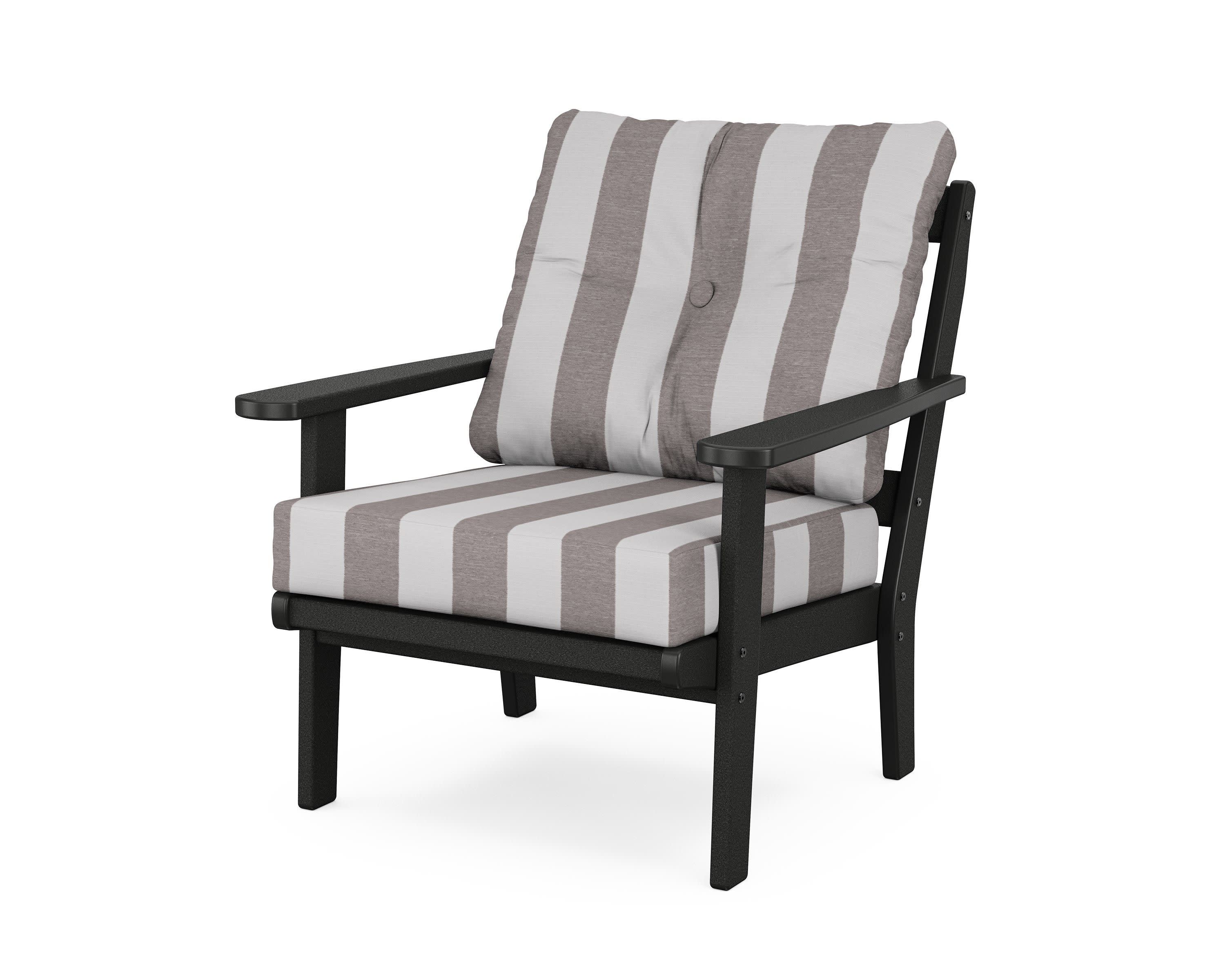 Cape Cod Deep Seating Chair in Charcoal Black / Cabana Stripe Grey Mist