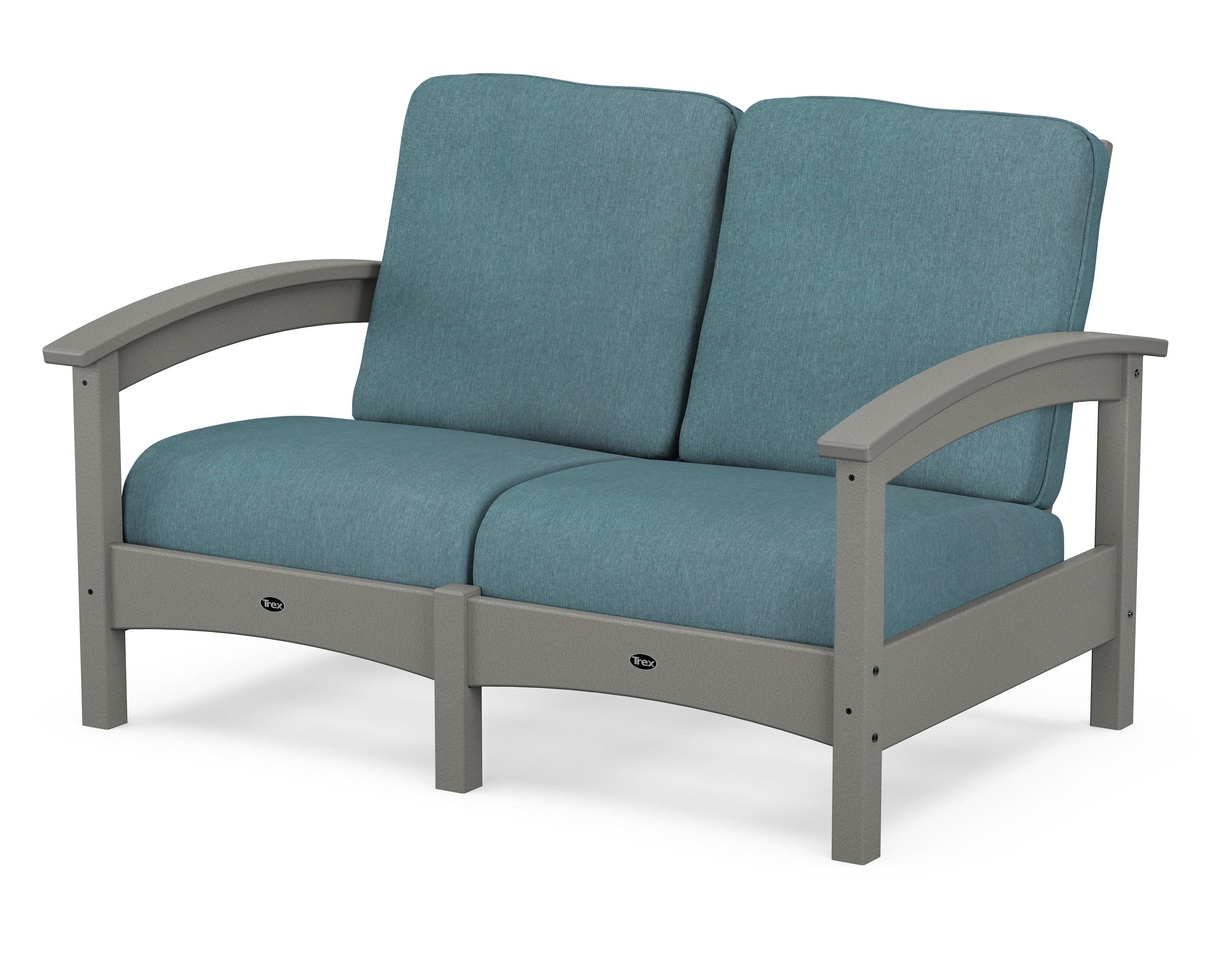 Rockport Club Loveseat in Stepping Stone / Ocean Teal