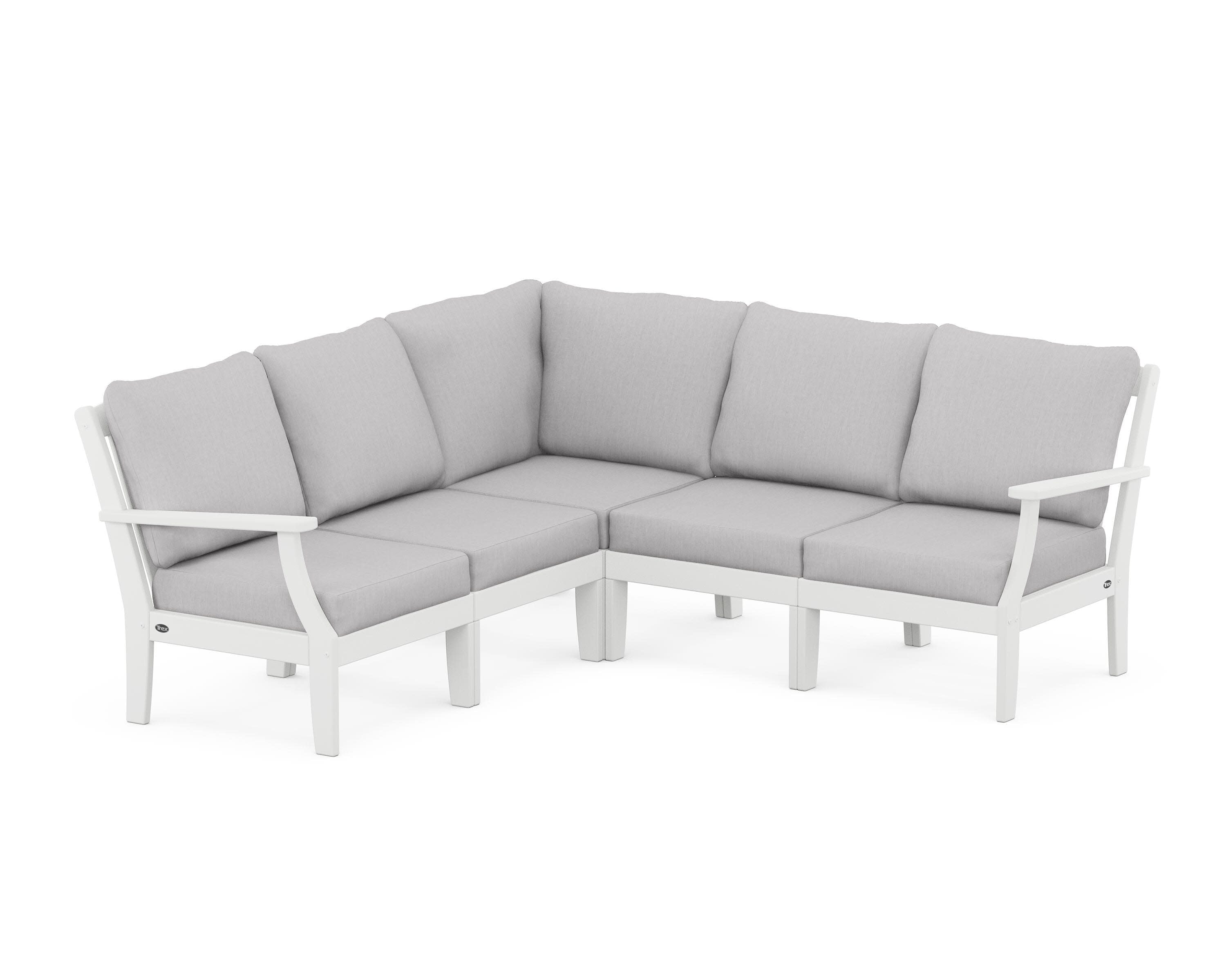 Yacht Club Modular 5-Piece Deep Seating Set in Classic White / Granite