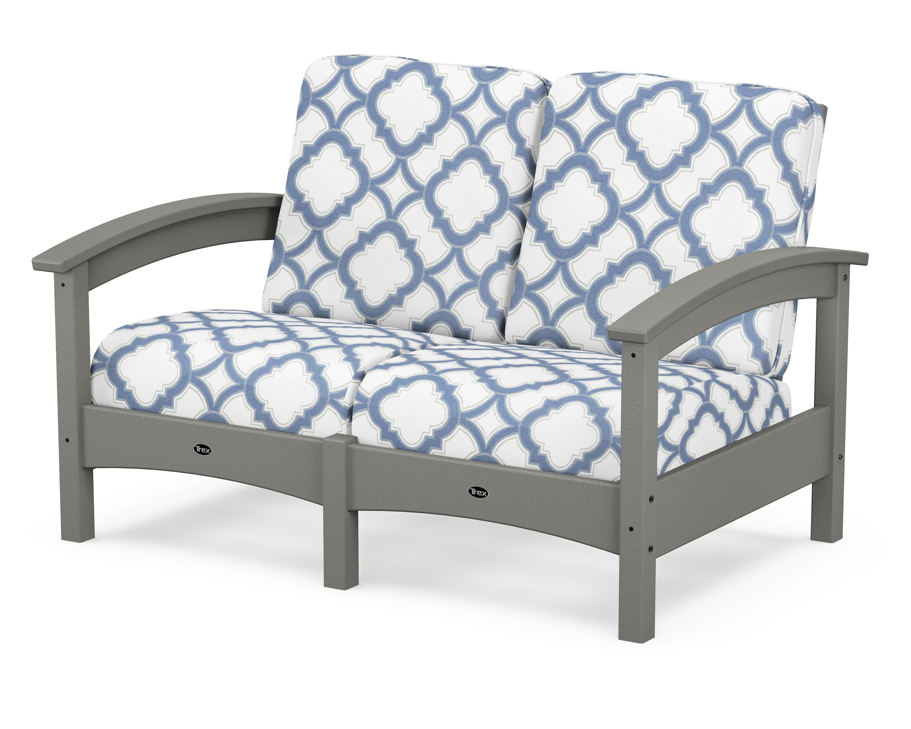 Rockport Club Loveseat in Stepping Stone / Trellis Sky Blue