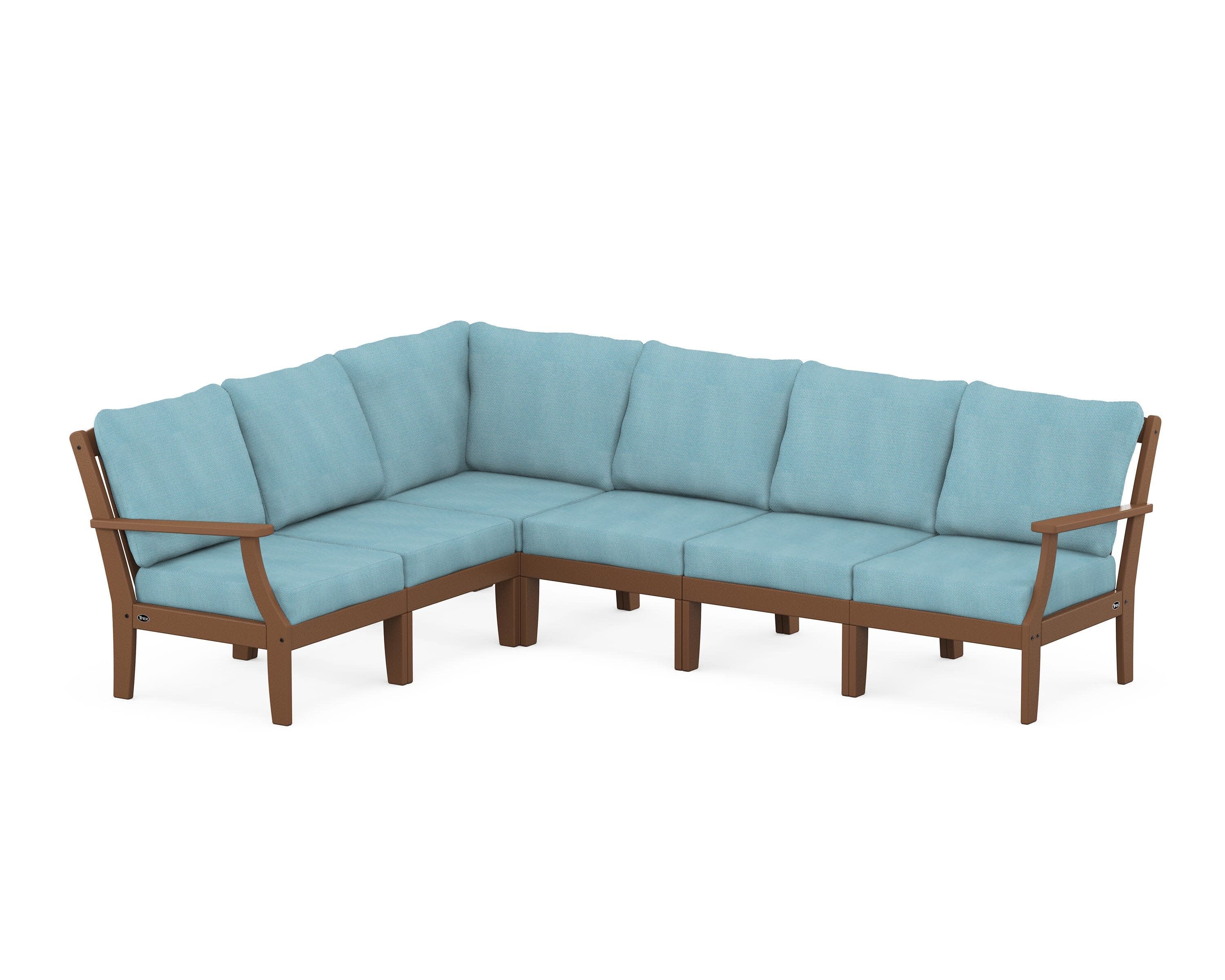 Yacht Club Modular 6-Piece Deep Seating Set in Tree House / Lattice Sky Blue