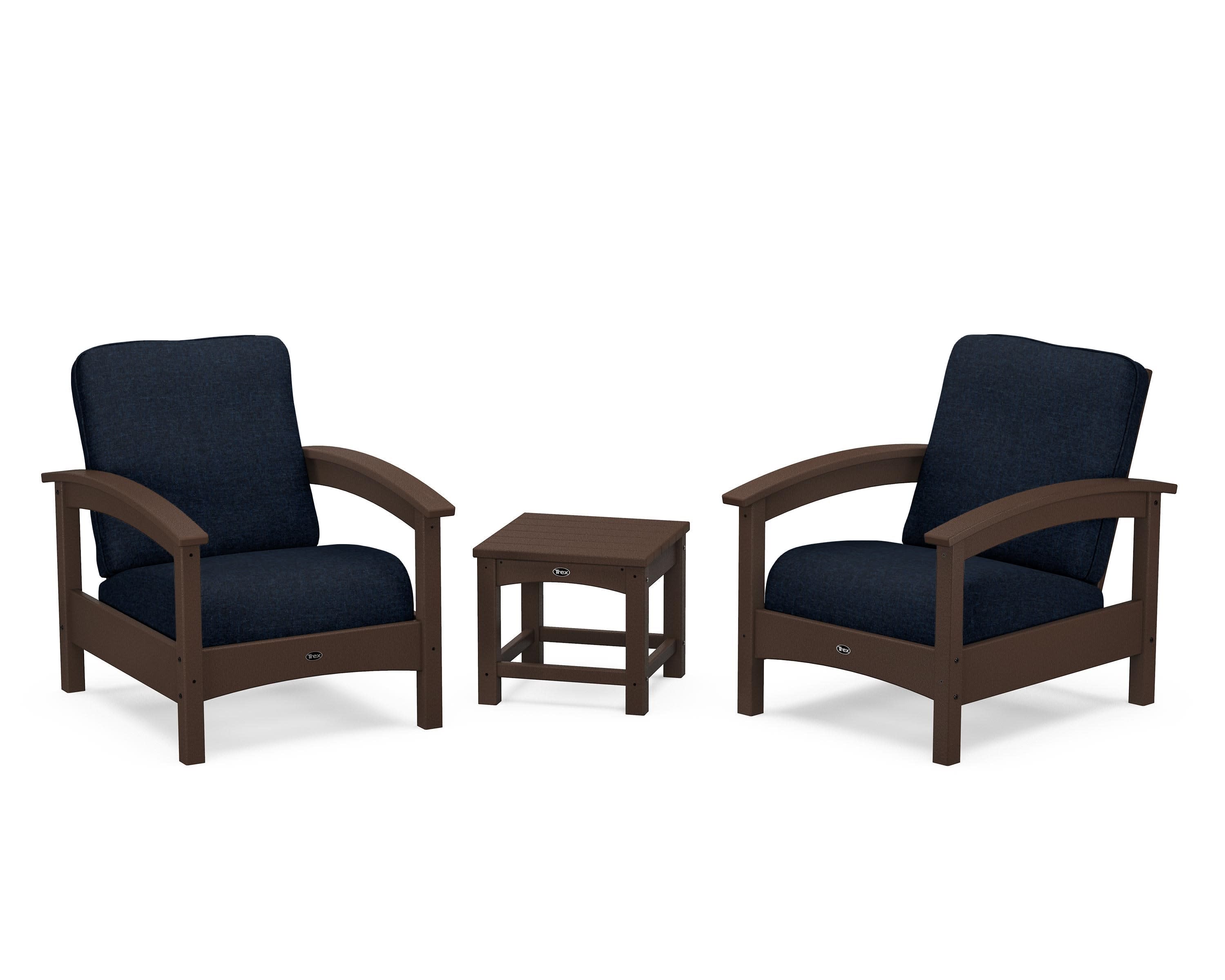 Rockport Club 3-Piece Deep Seating Conversation Set in Vintage Lantern / Marine Indigo