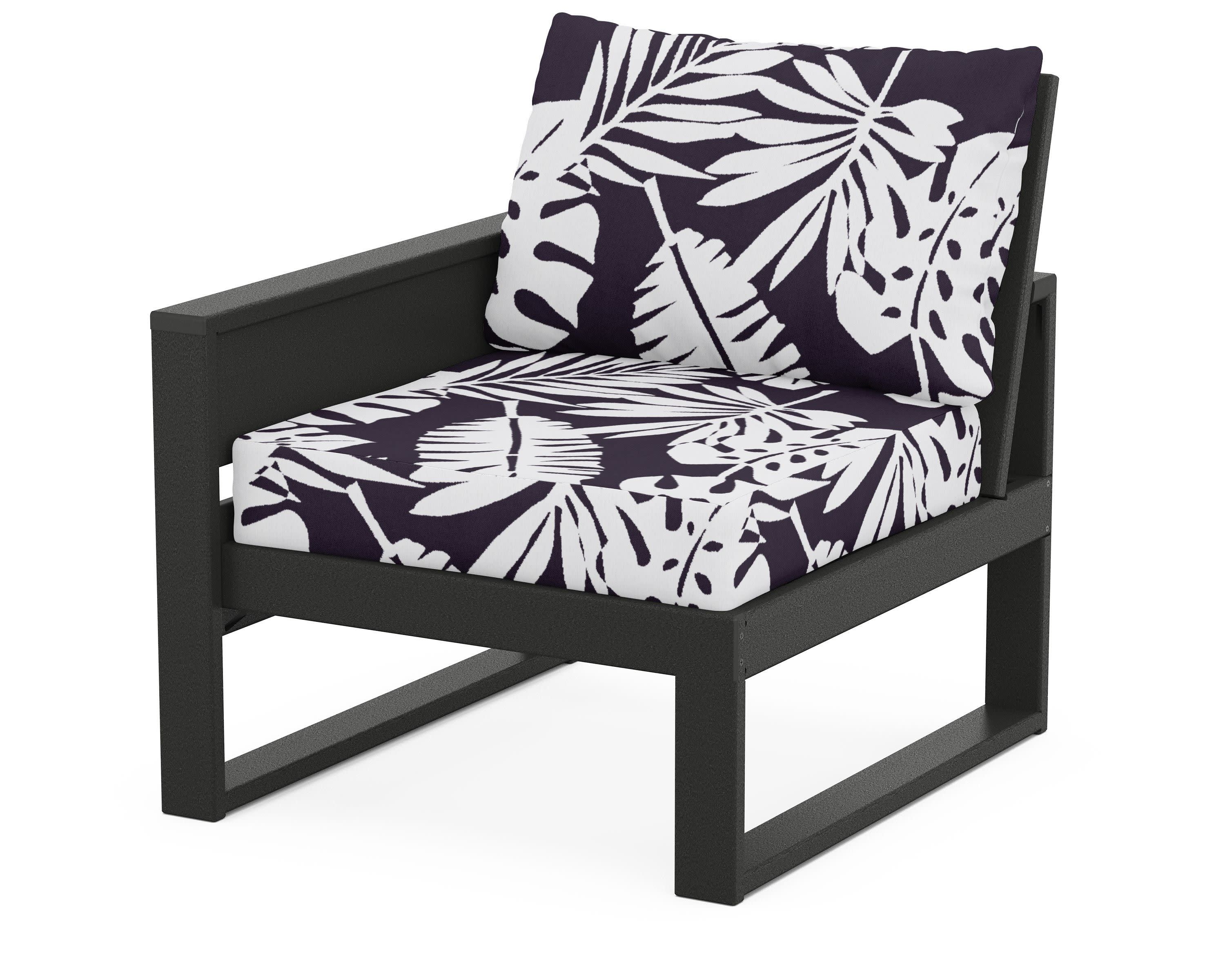 Eastport Modular Left Arm Chair in Charcoal Black / Leaf Navy