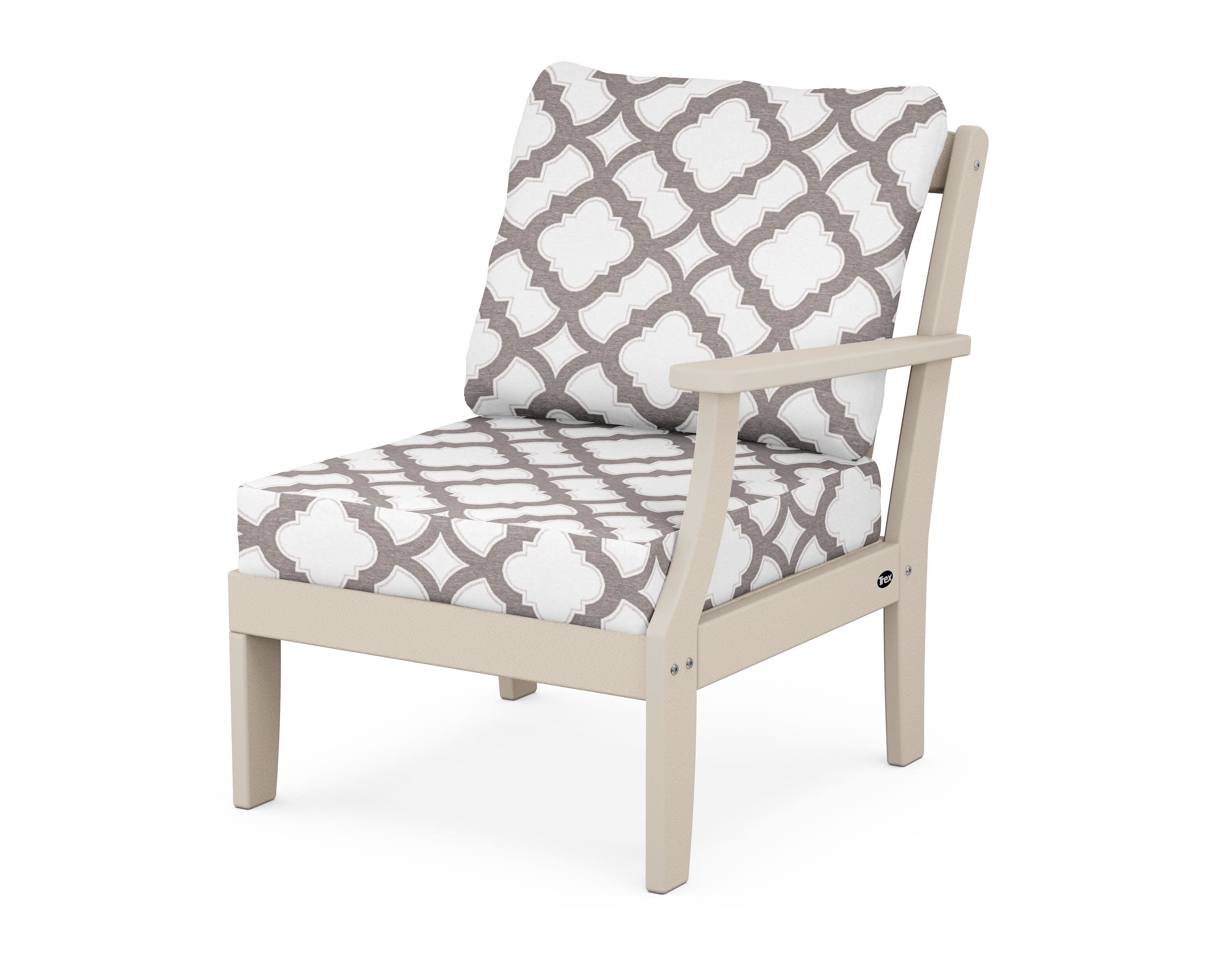 Yacht Club Modular Right Arm Chair in Sand Castle / Trellis Grey Mist