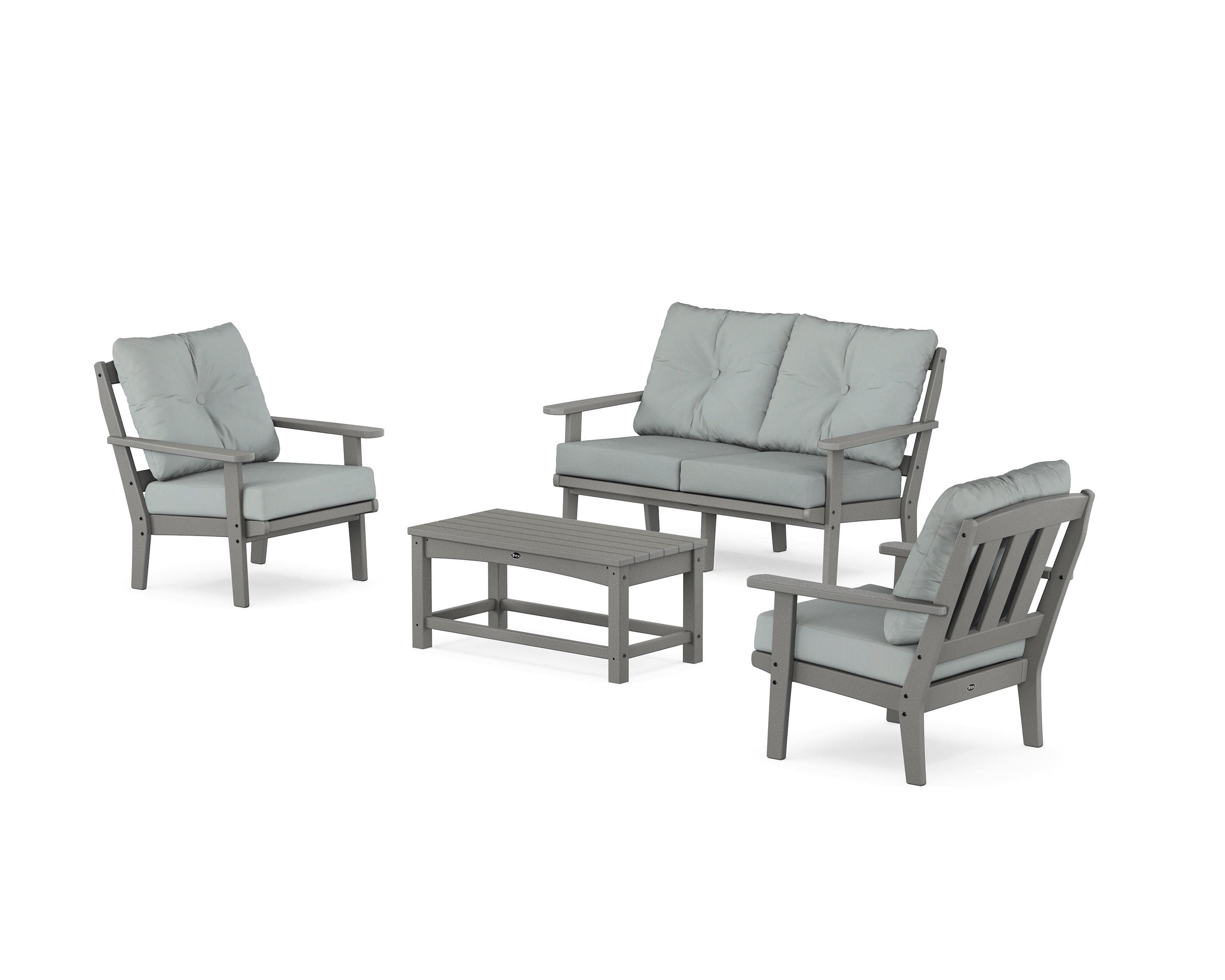 Cape Cod 4-Piece Deep Seating Set with Loveseat in Stepping Stone / Spa