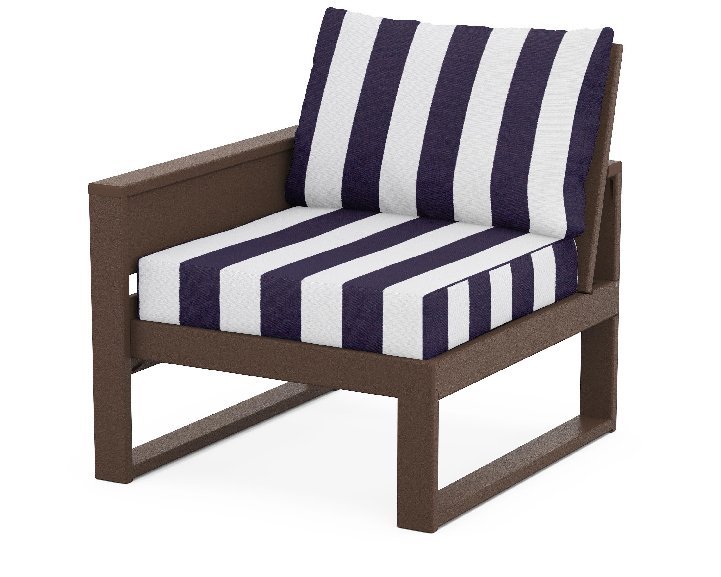 Eastport Modular Left Arm Chair in Vintage Lantern / Cabana Stripe Navy