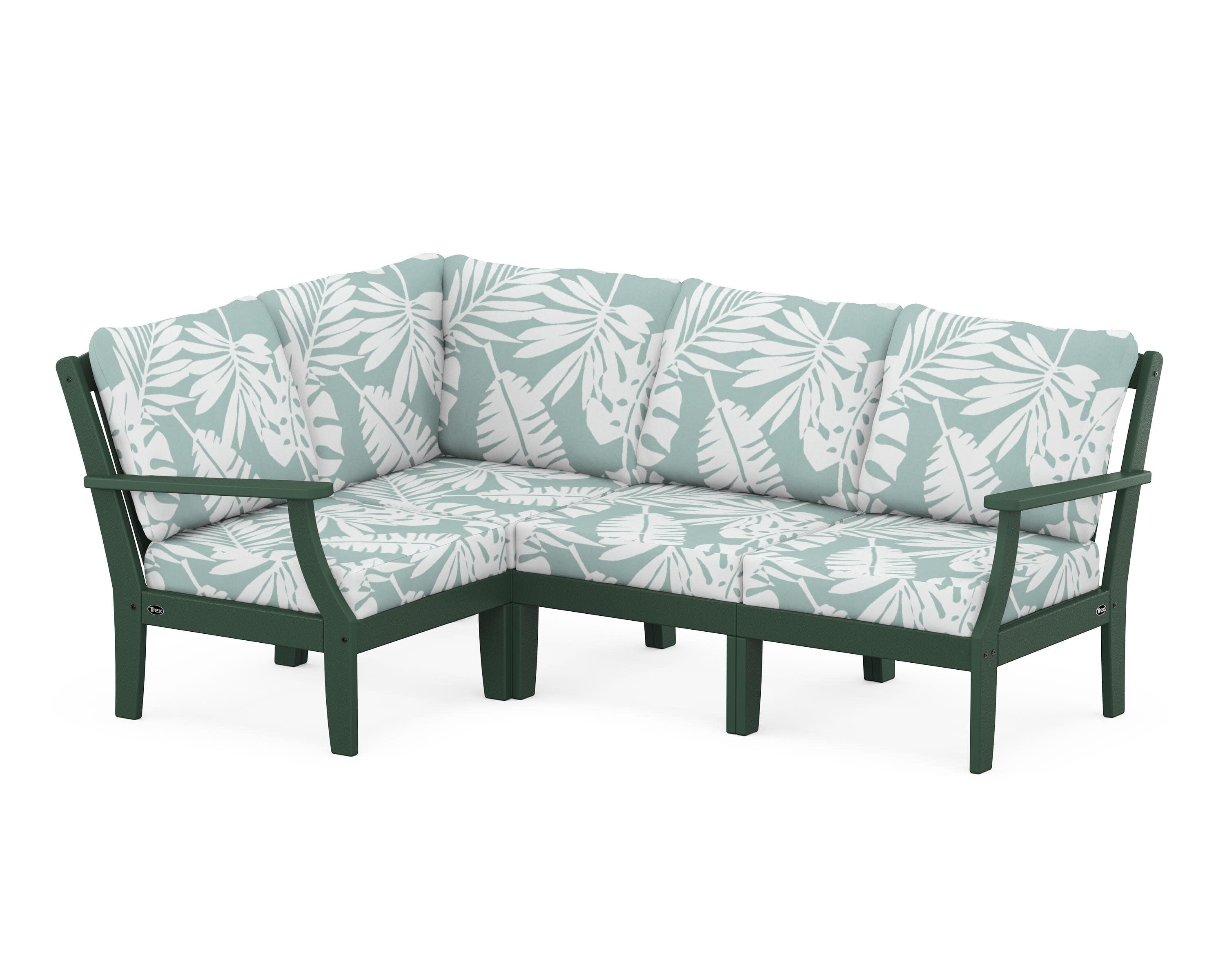 Yacht Club Modular 4-Piece Deep Seating Set in Rainforest Canopy / Leaf Glacier Spa