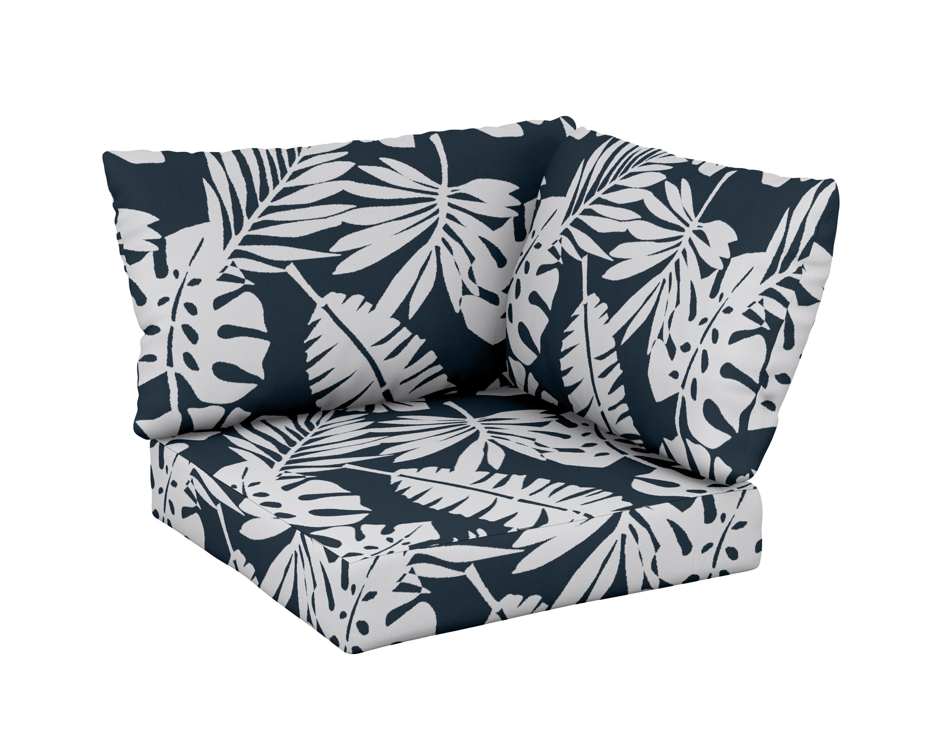 Modular Corner Cushion Set in Leaf Marine Indigo