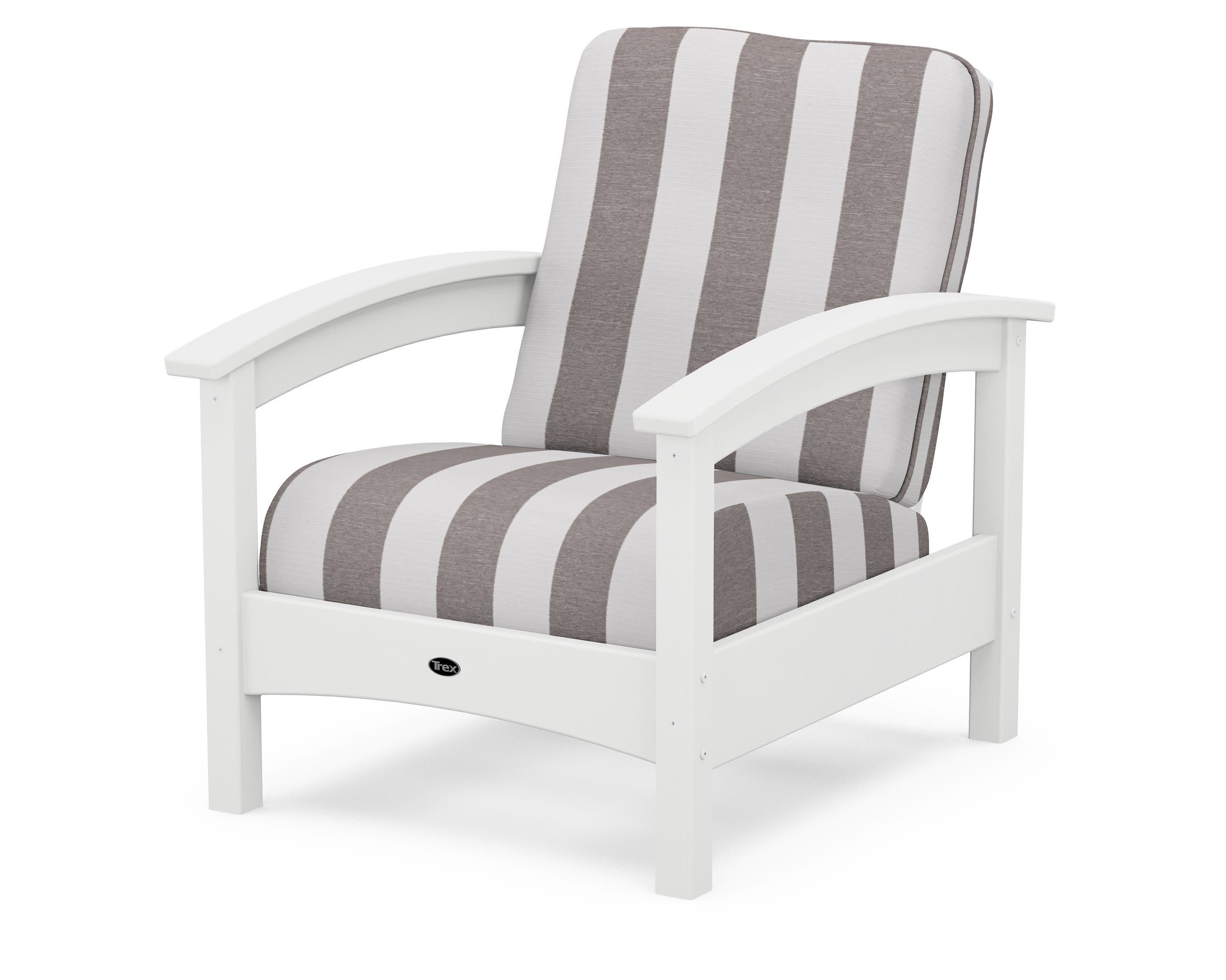 Rockport Club Chair in Classic White / Cabana Stripe Grey Mist