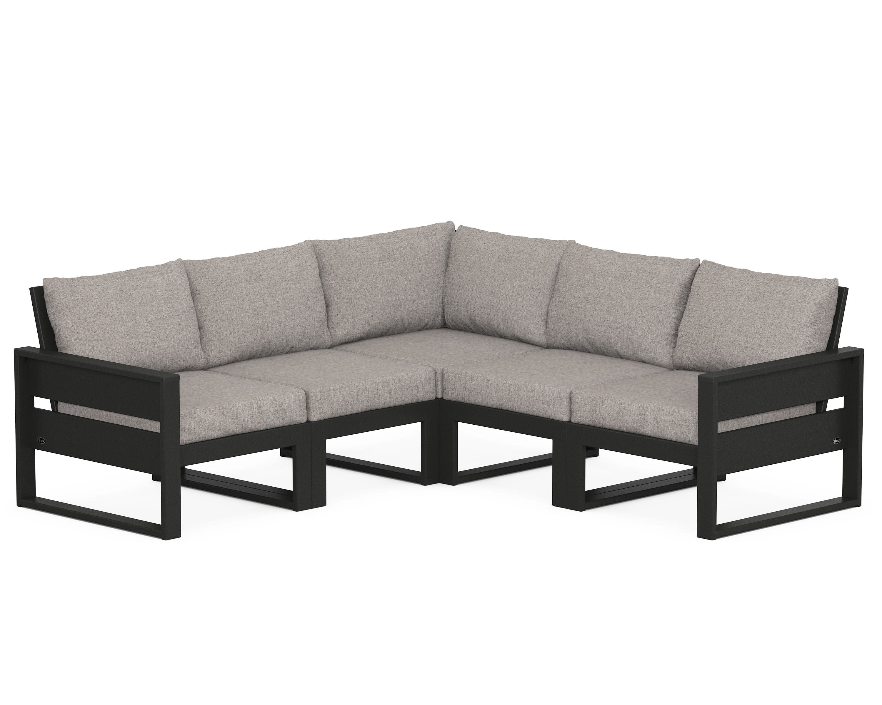 Eastport 5-Piece Sectional in Charcoal Black / Weathered Tweed