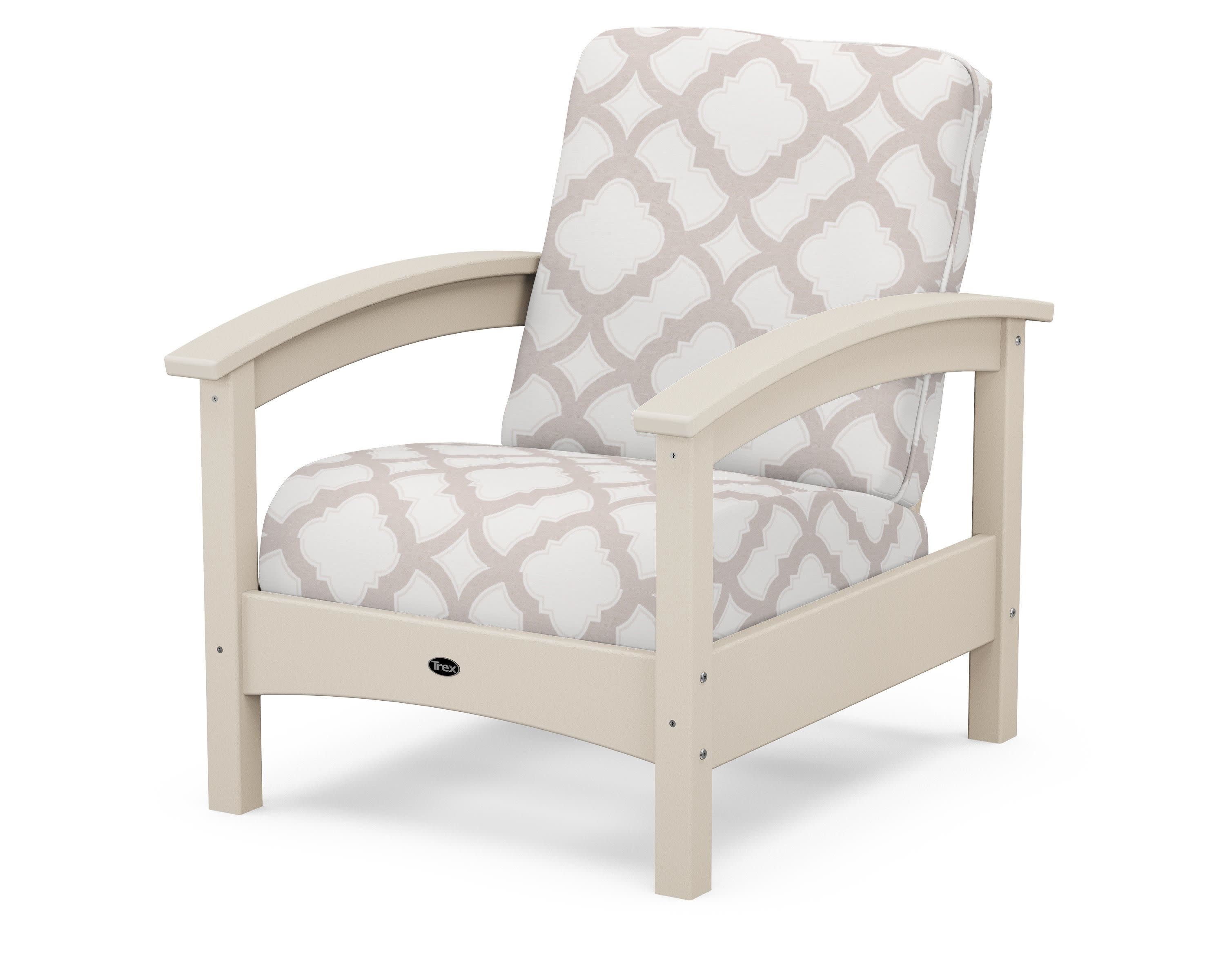 Rockport Club Chair in Sand Castle / Trellis Dune Burlap