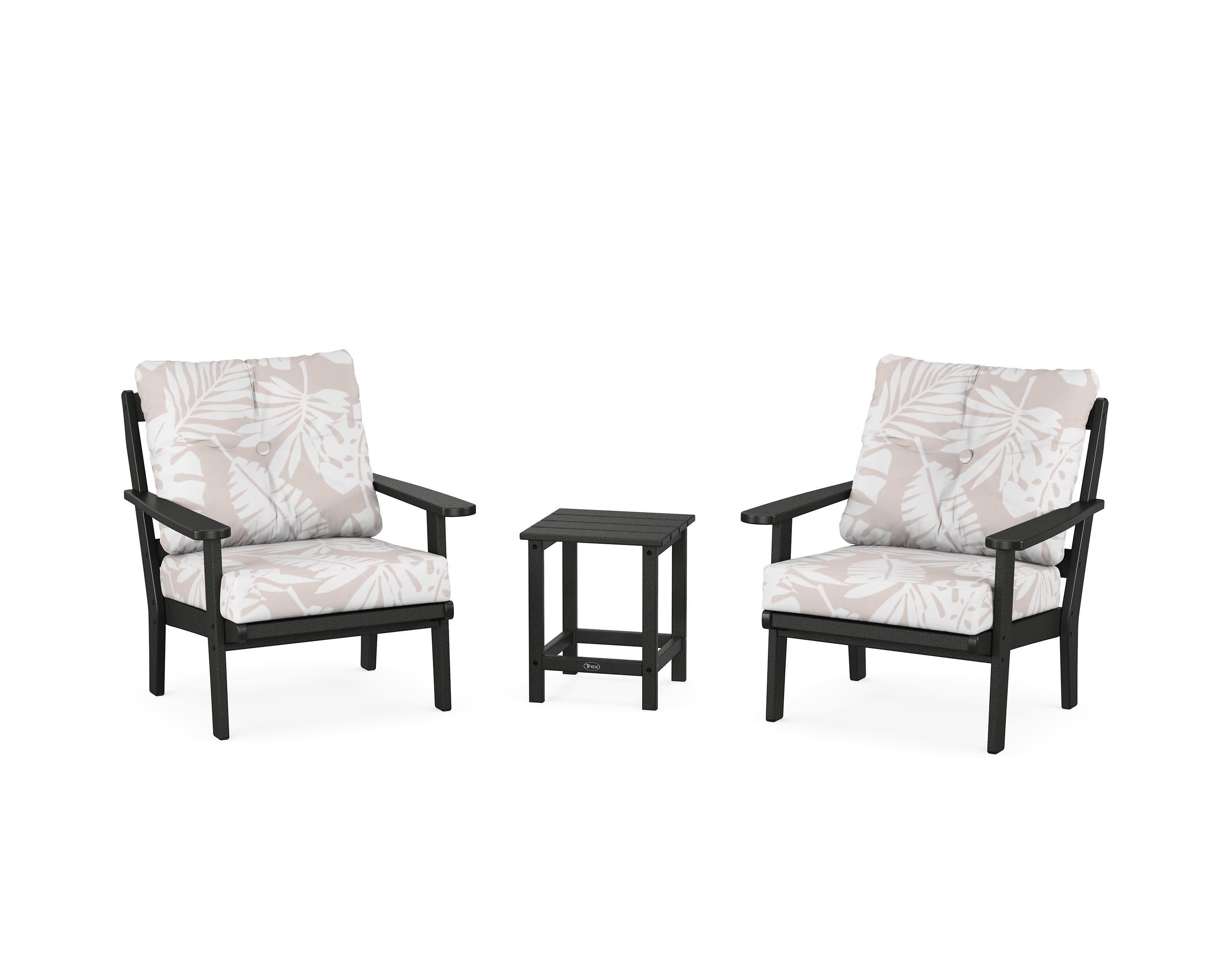 Cape Cod 3-Piece Deep Seating Set in Charcoal Black / Leaf Dune Burlap