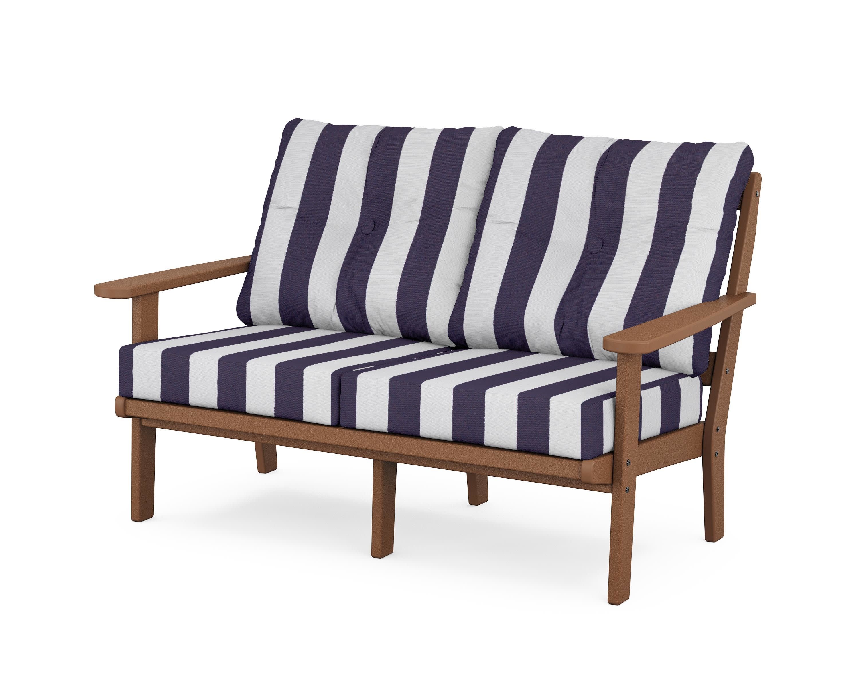 Cape Cod Deep Seating Loveseat in Tree House / Cabana Stripe Navy