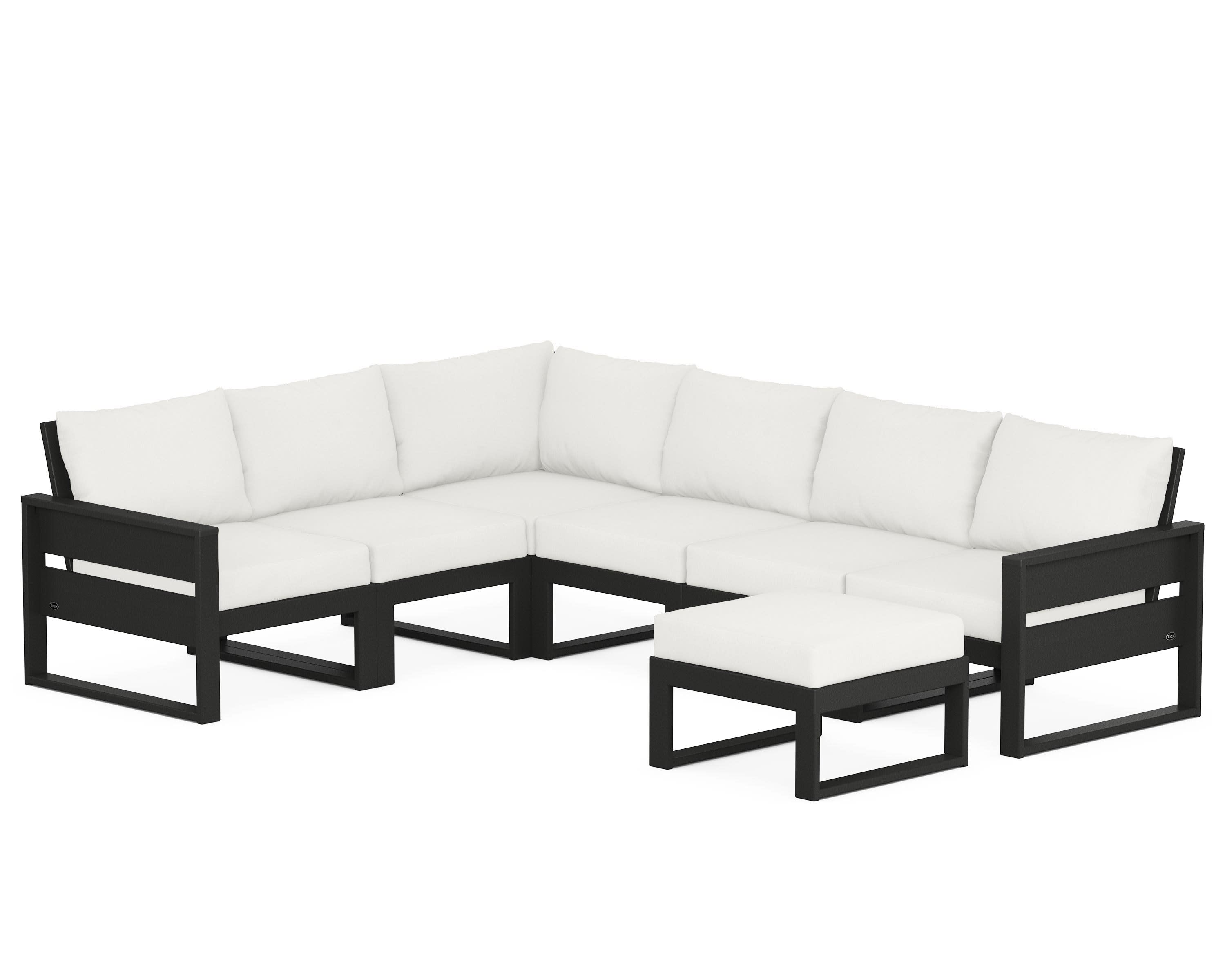 Eastport 6-Piece Sectional with Ottoman in Charcoal Black / Natural Linen