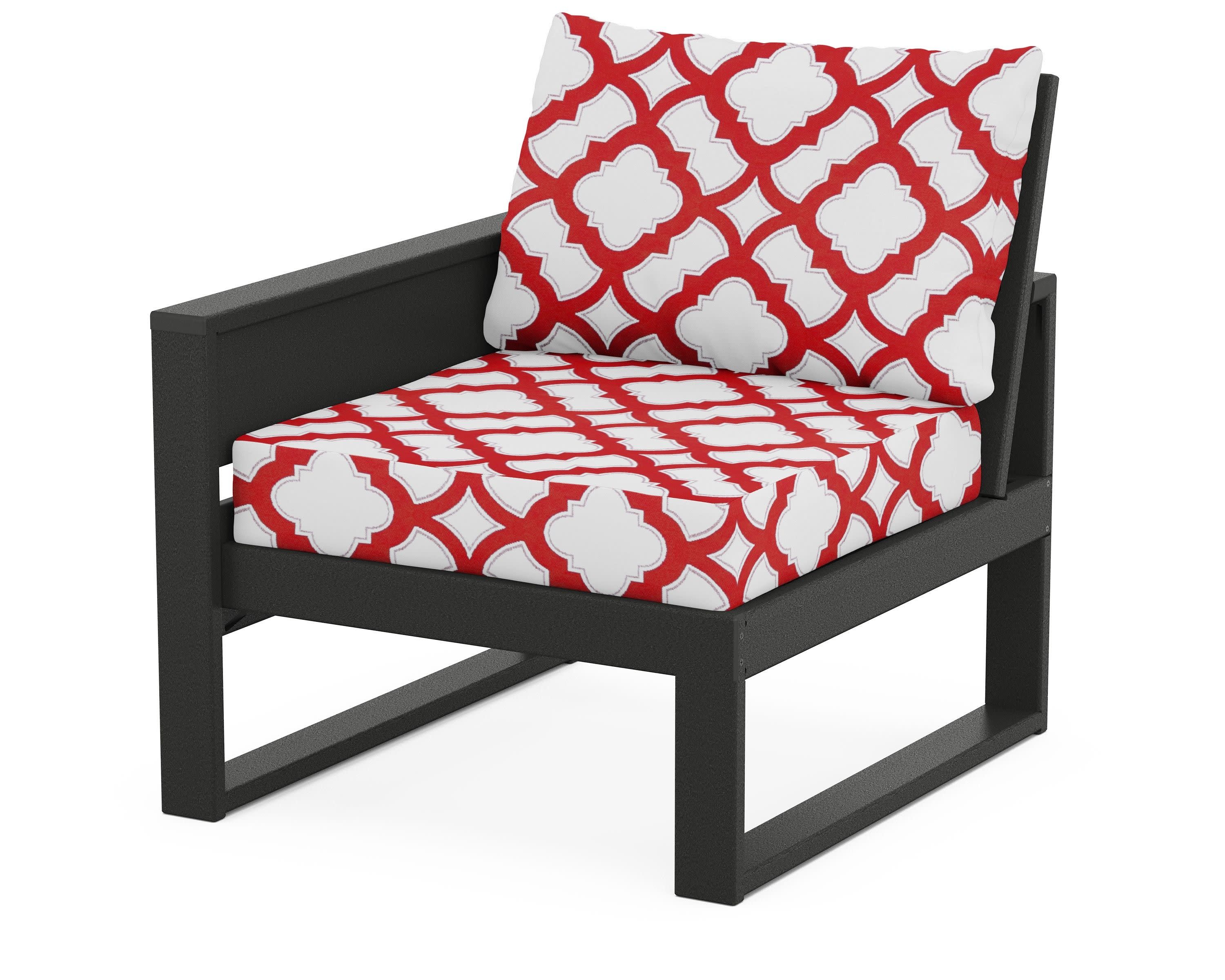 Eastport Modular Left Arm Chair in Charcoal Black / Trellis Crimson