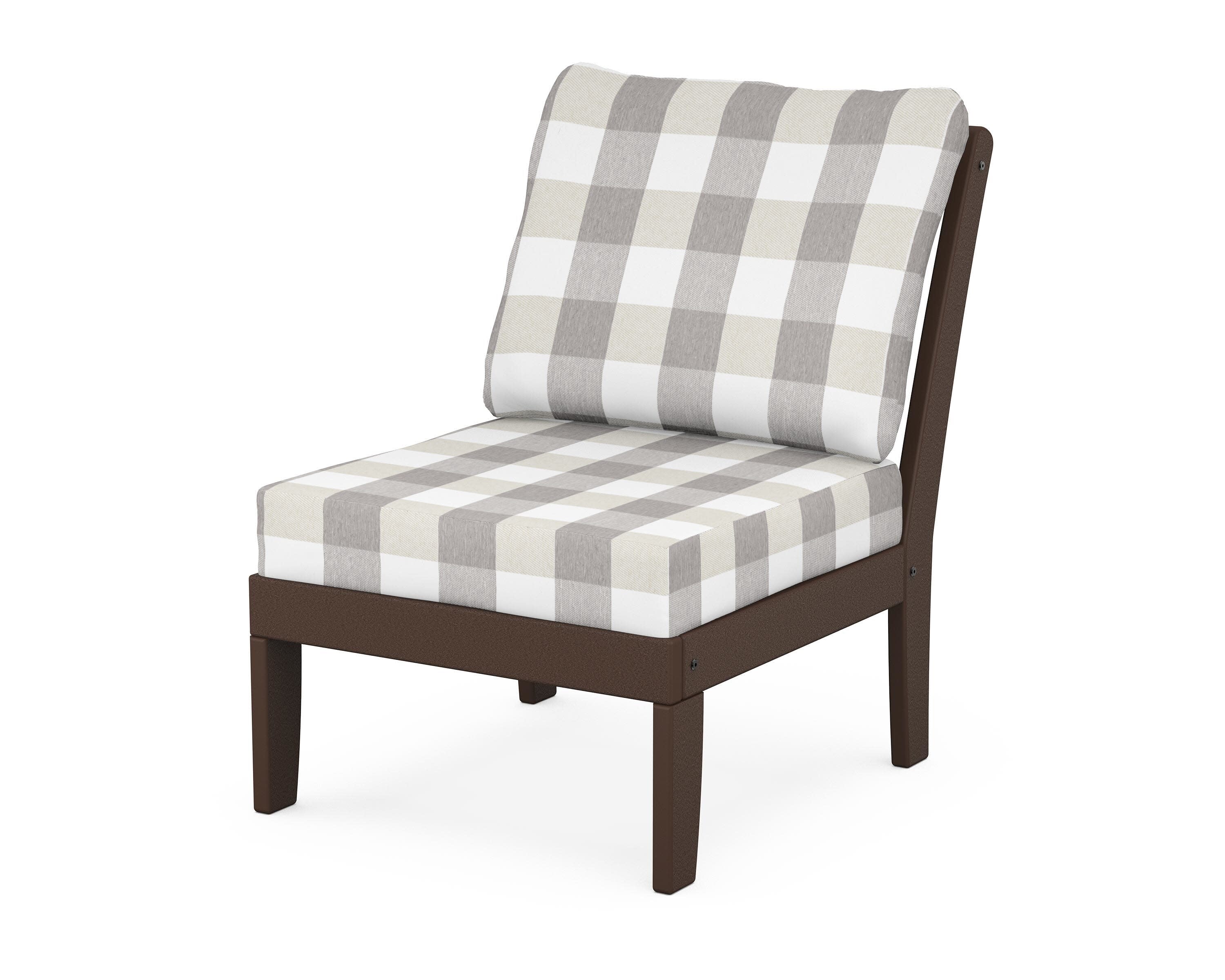 Yacht Club Modular Armless Chair in Vintage Lantern / Buffalo Plaid Grey Mist