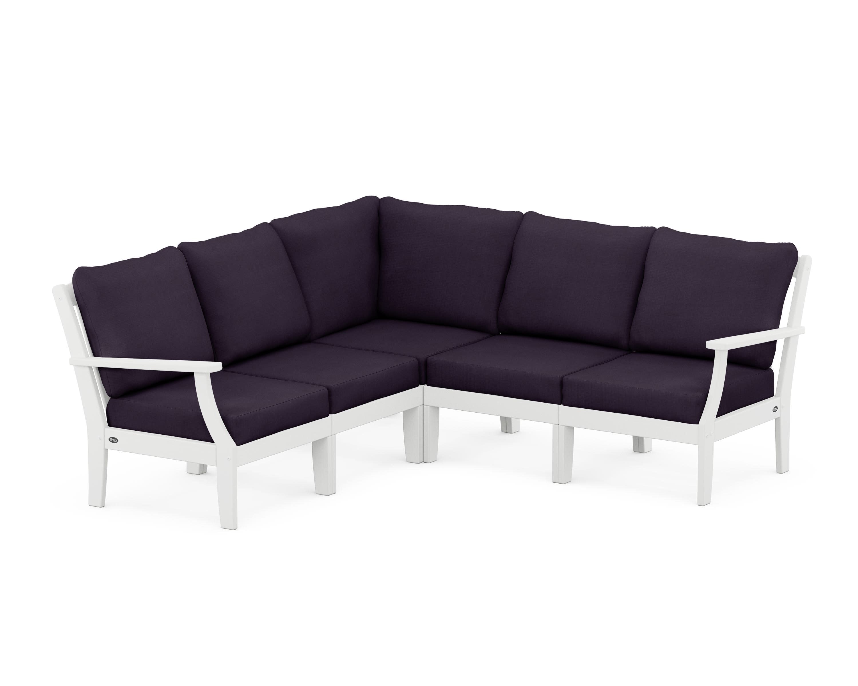 Yacht Club Modular 5-Piece Deep Seating Set in Classic White / Navy Linen