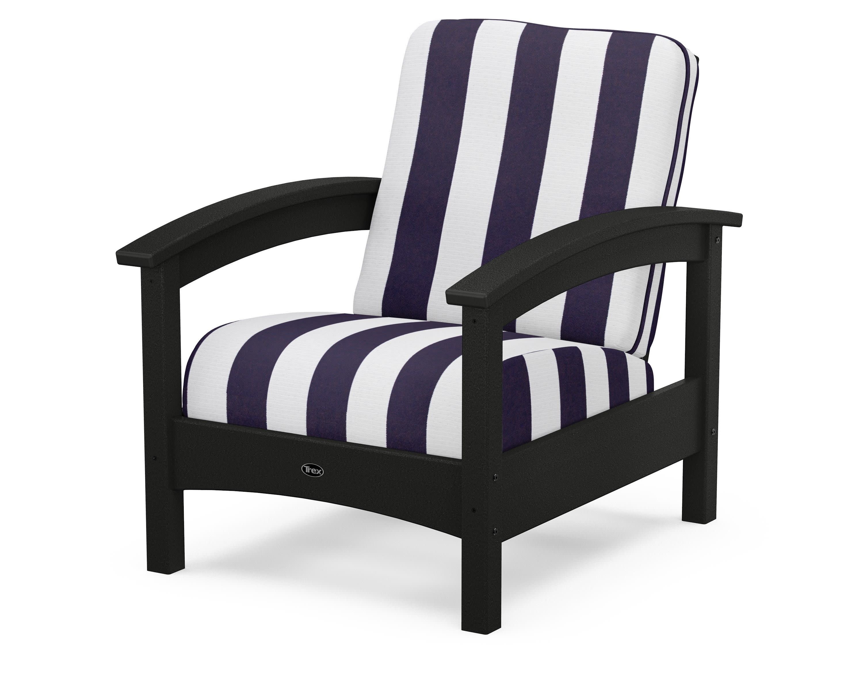 Rockport Club Chair in Charcoal Black / Cabana Stripe Navy