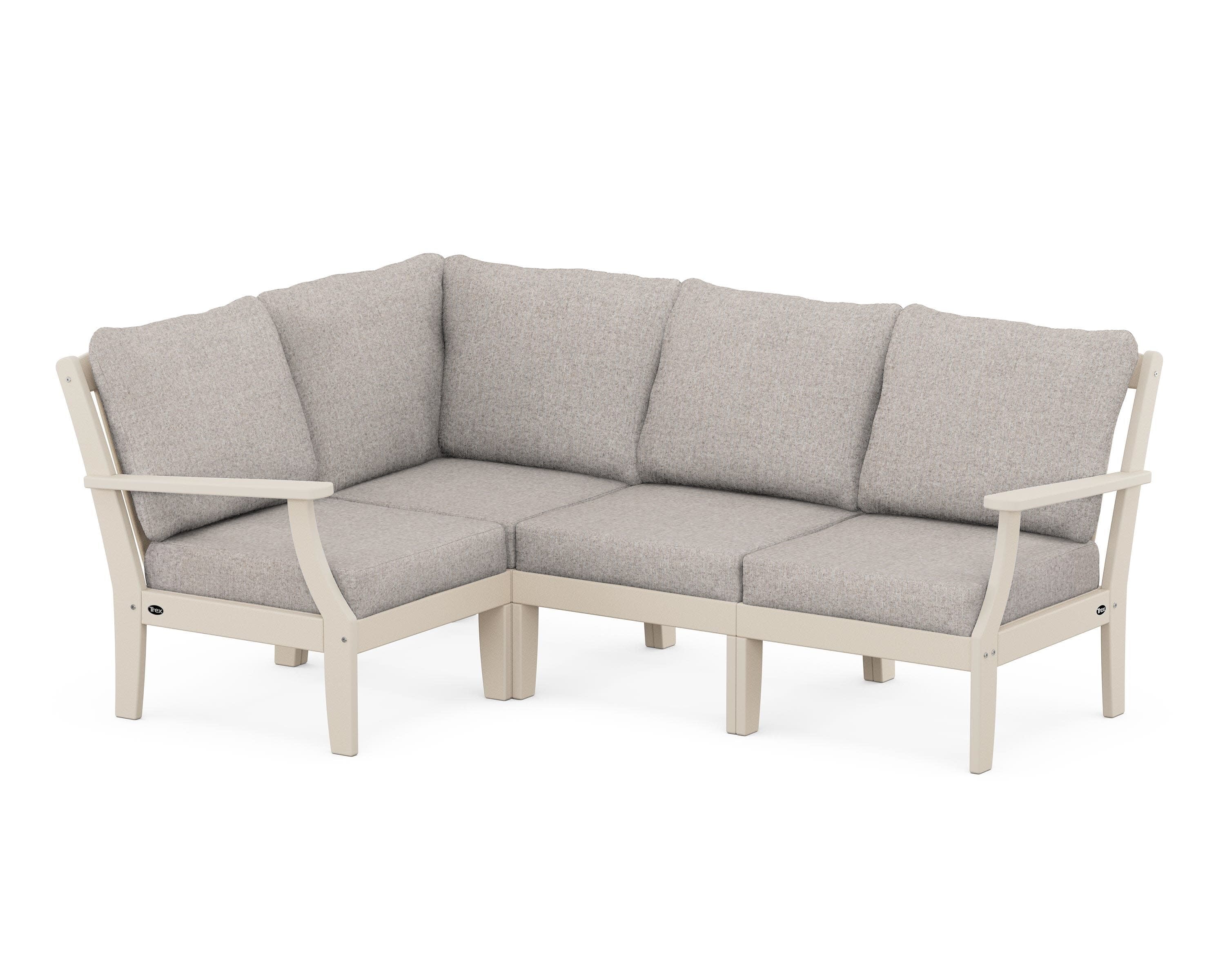 Yacht Club Modular 4-Piece Deep Seating Set in Sand Castle / Weathered Tweed