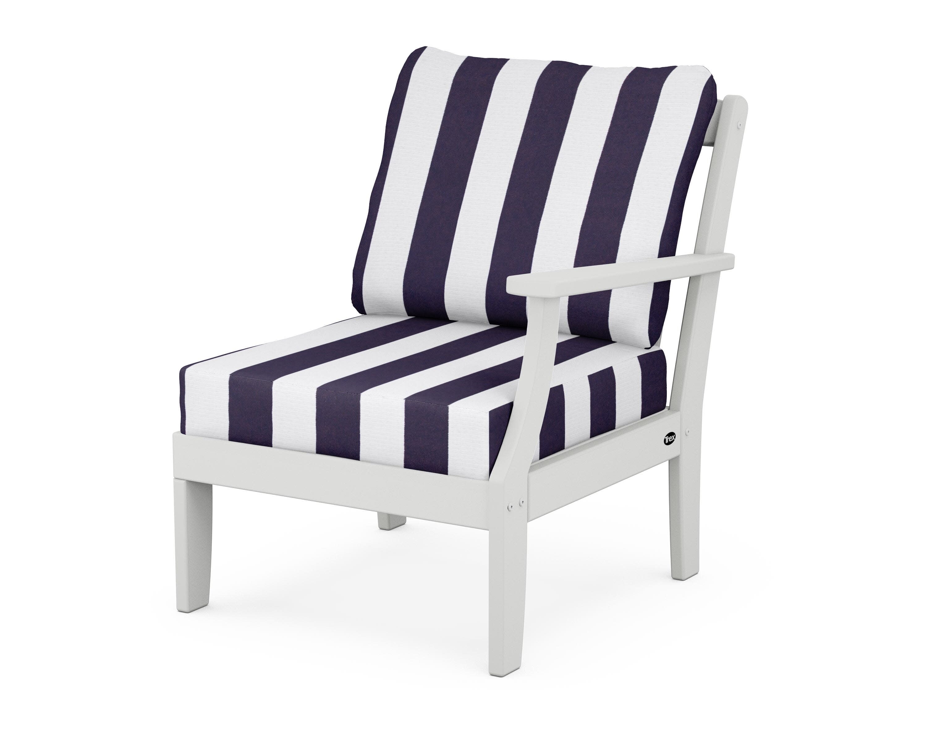 Yacht Club Modular Right Arm Chair in Classic White / Cabana Stripe Navy