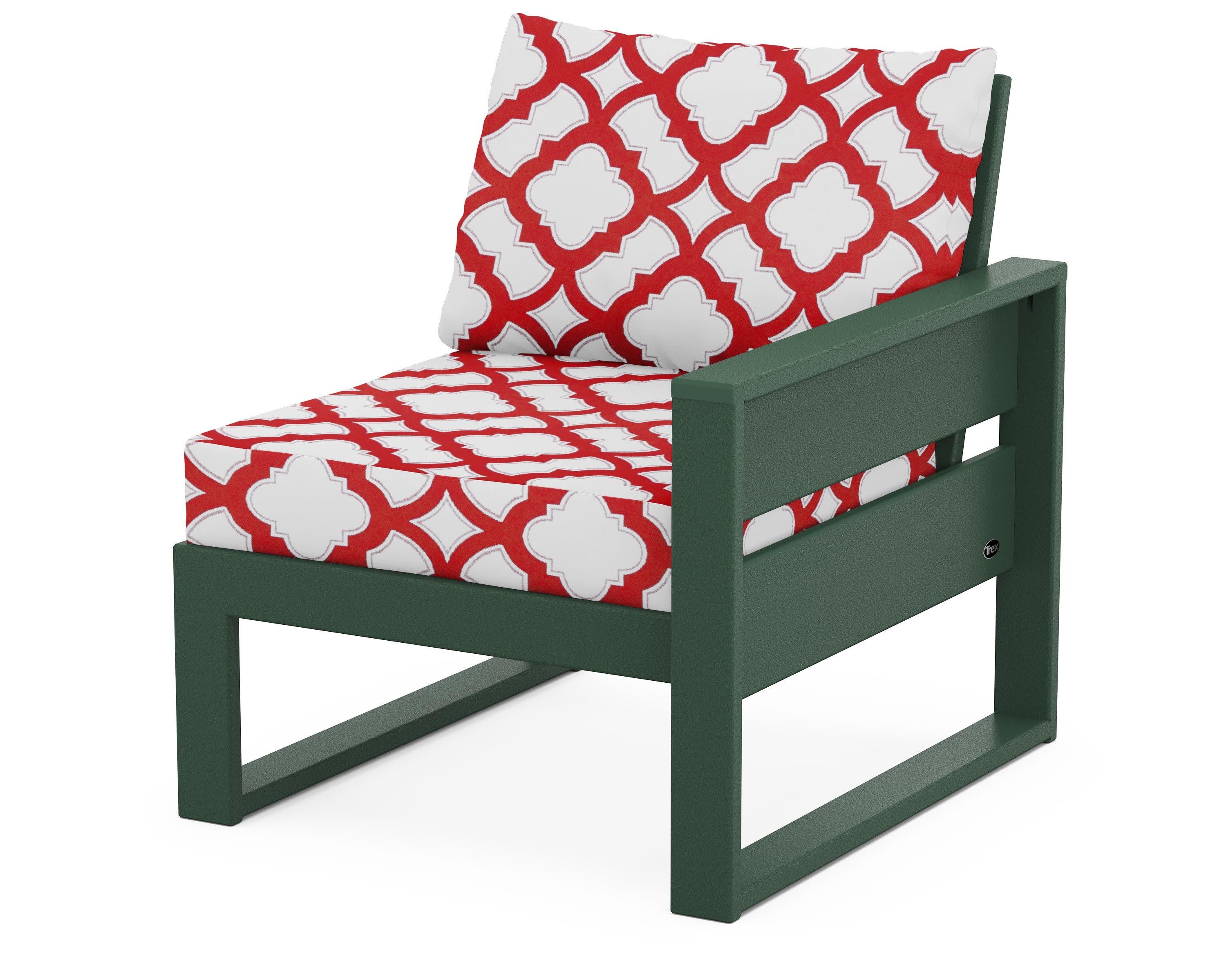 Eastport Modular Right Arm Chair in Rainforest Canopy / Trellis Crimson