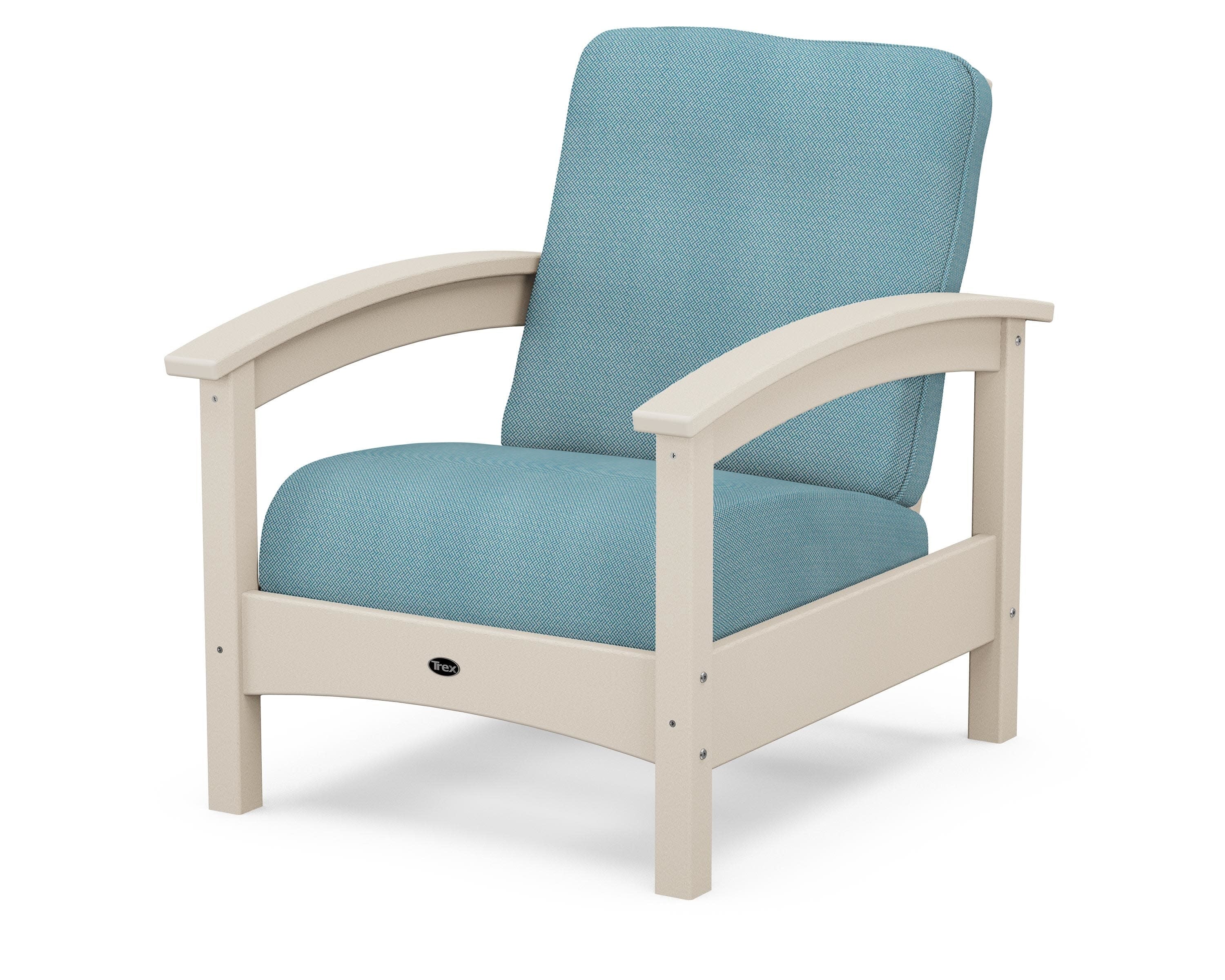 Rockport Club Chair in Sand Castle / Lattice Sky Blue