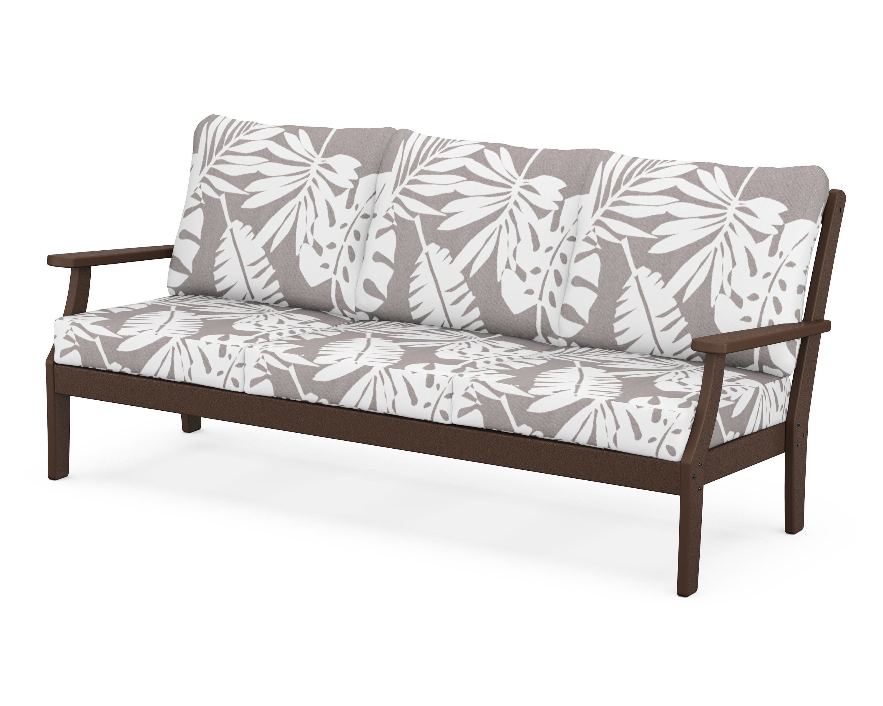 Yacht Club Deep Seating Sofa in Vintage Lantern / Leaf Grey Mist