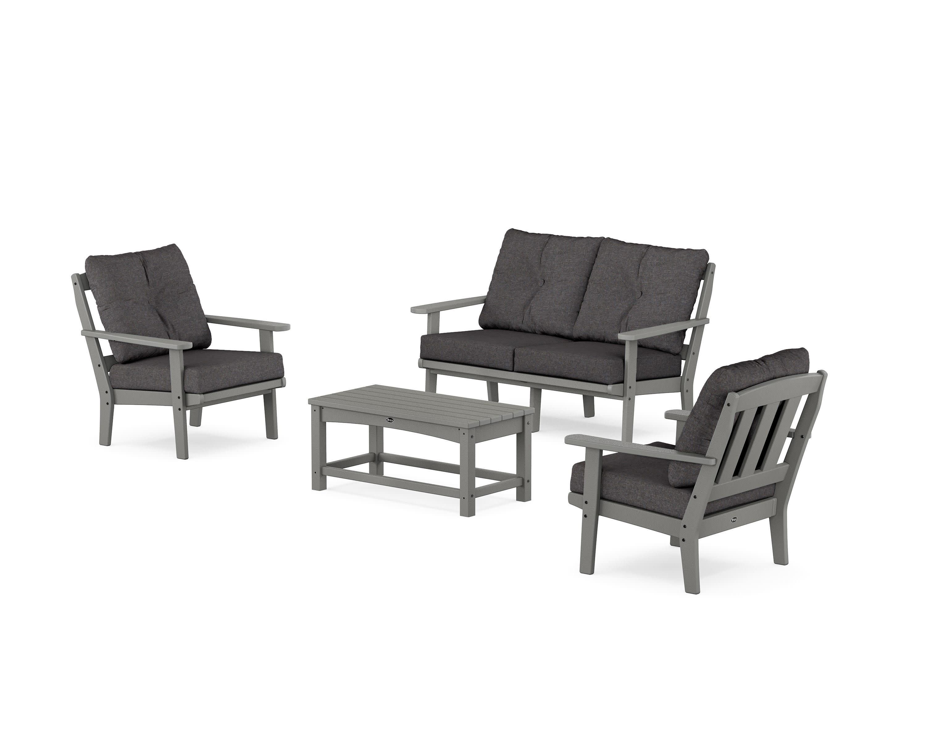 Cape Cod 4-Piece Deep Seating Set with Loveseat in Stepping Stone / Ash Charcoal