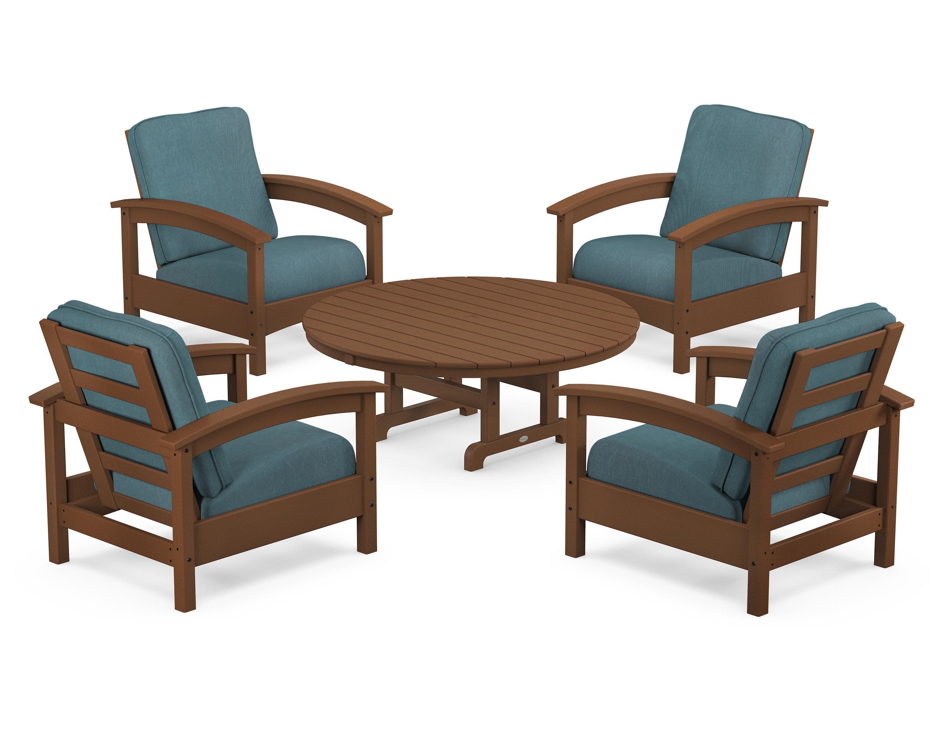 Rockport 5-Piece Deep Seating Set in Tree House / Ocean Teal