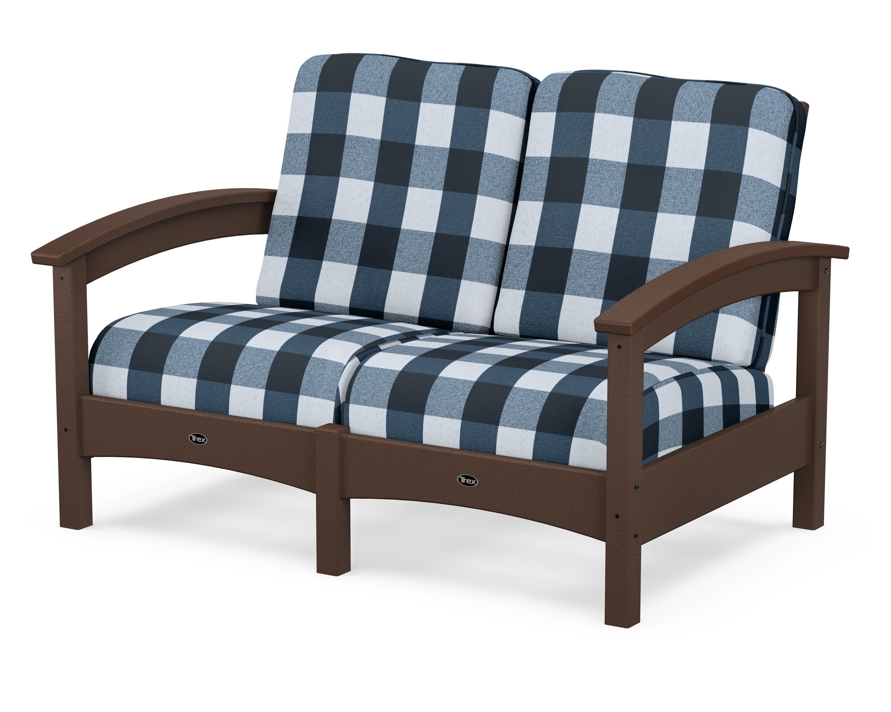 Rockport Club Loveseat in Vintage Lantern / Buffalo Plaid Marine Indigo