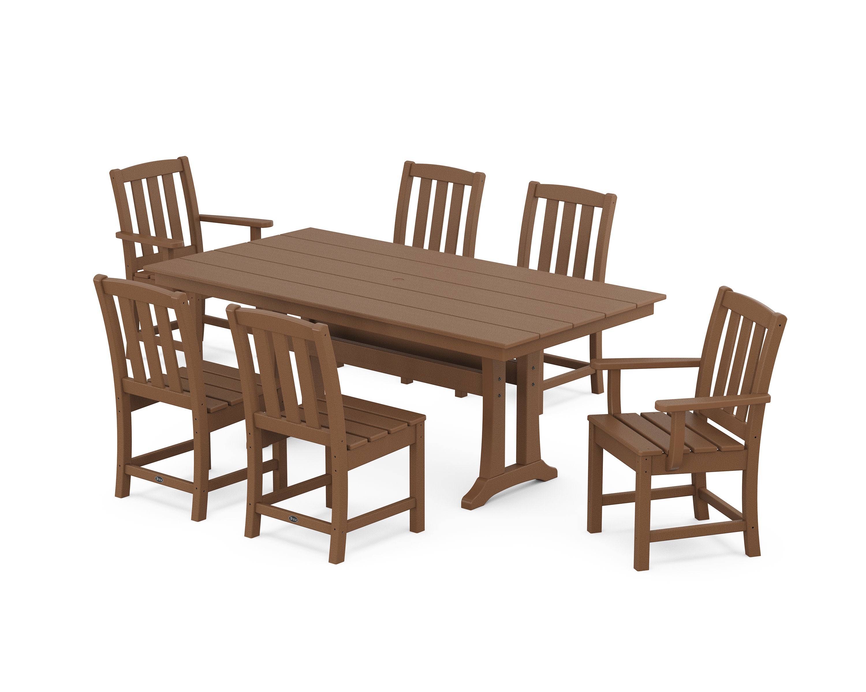 Cape Cod 7-Piece Farmhouse Dining Set with Trestle Legs in Tree House