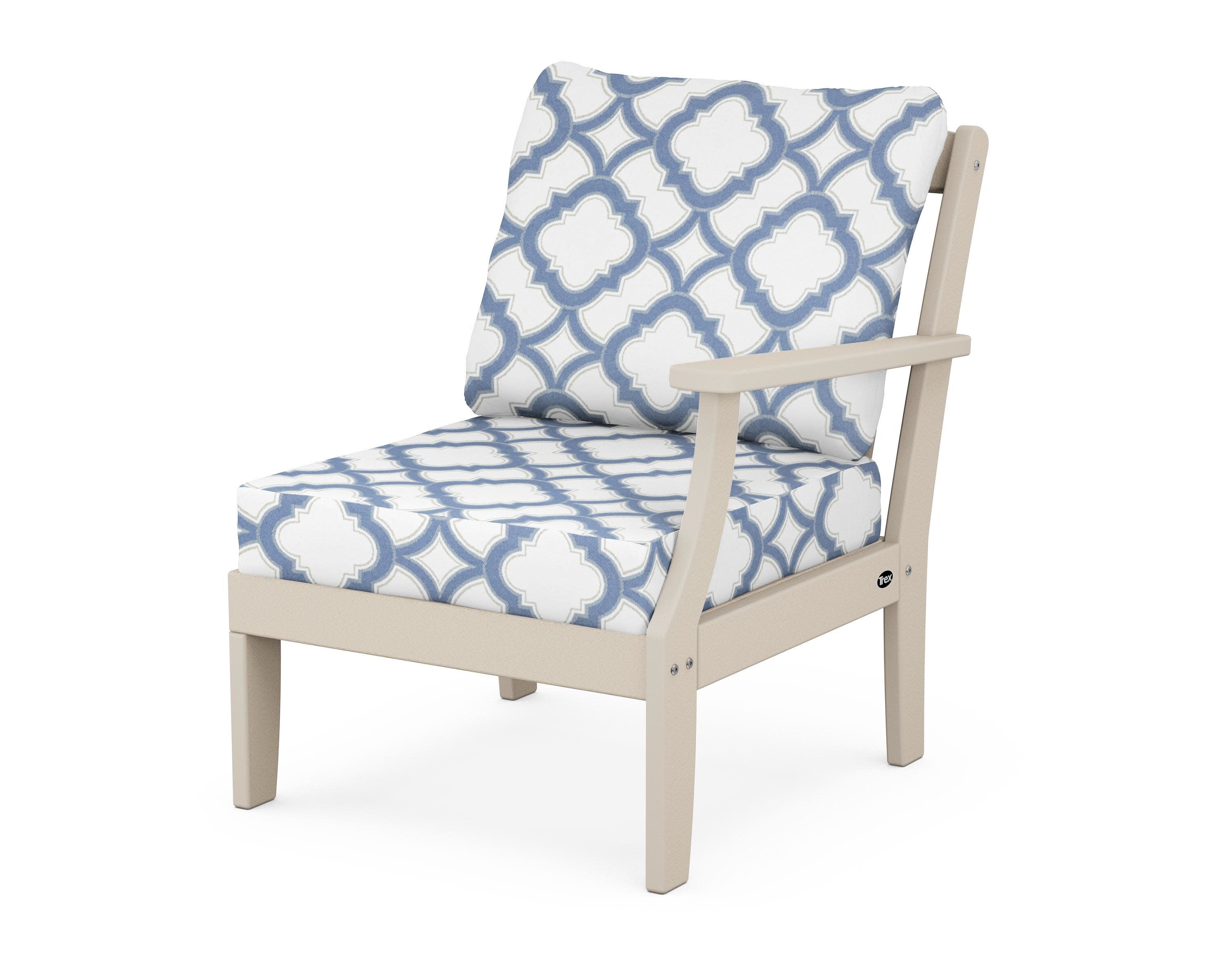 Yacht Club Modular Right Arm Chair in Sand Castle / Trellis Sky Blue